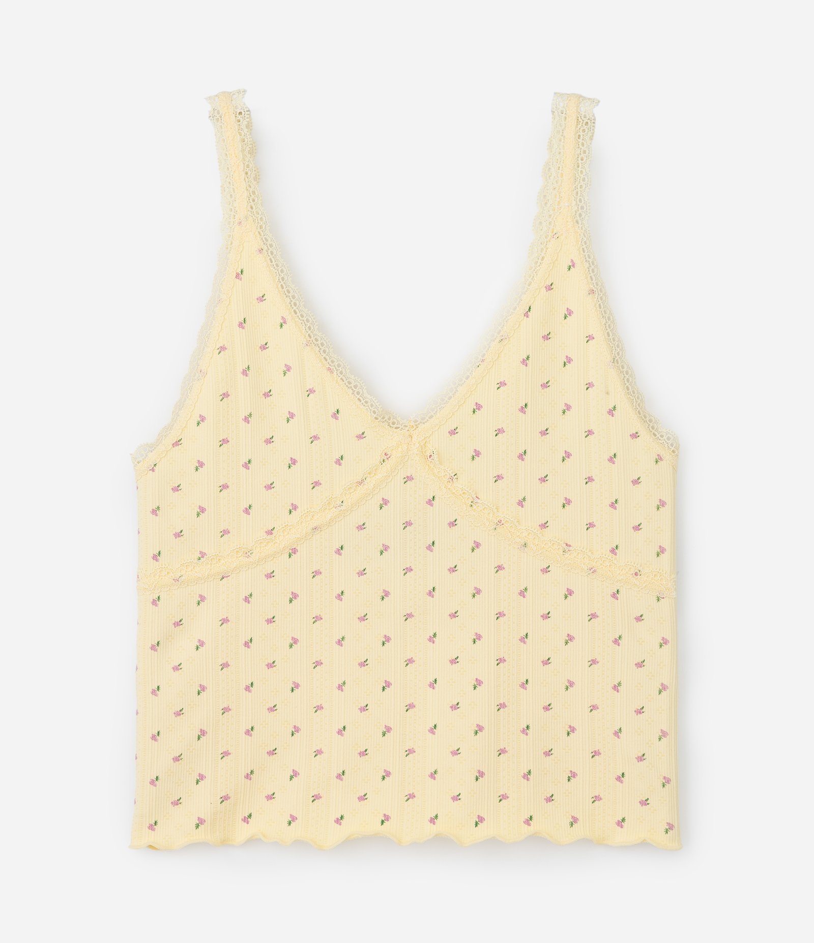 Camisete Sem Bojo e Sem Costura com Estampa Floral Amarelo 5