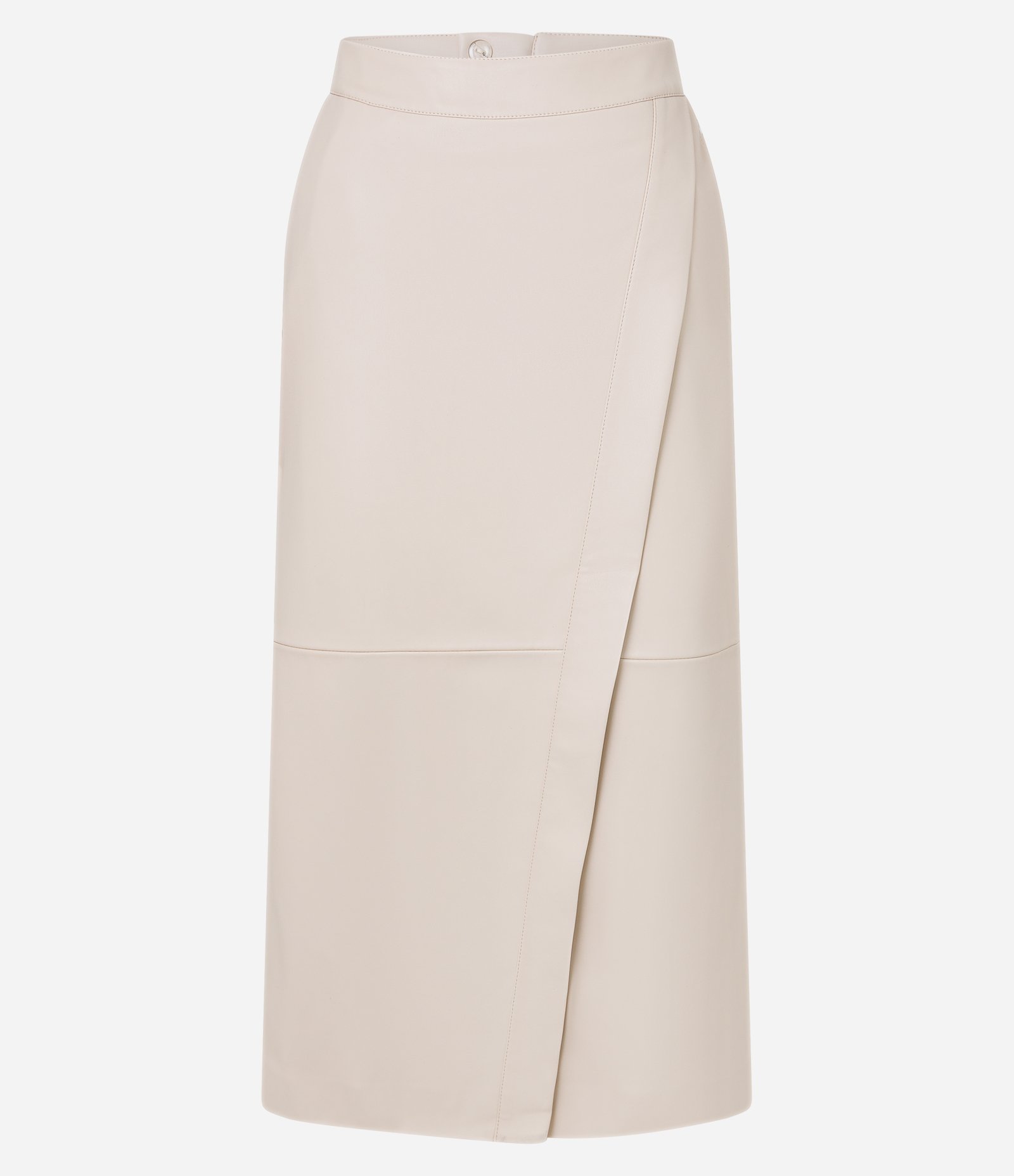 Saia Reta Midi em PU com Transpasse Envelope Bege 5