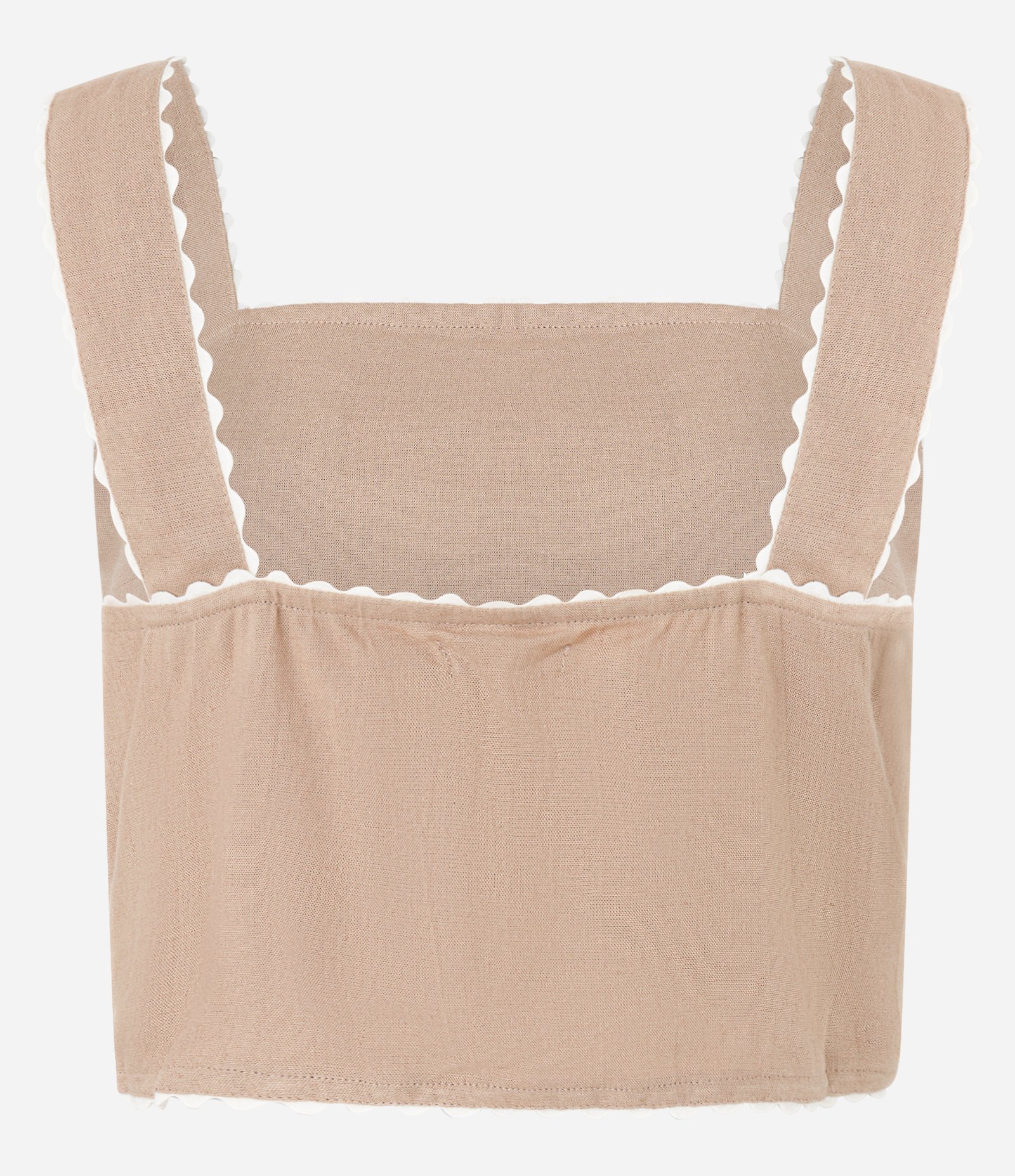 Blusa Cropped Sem Manga em Viscolinho com Flores Bordadas Marrom 8