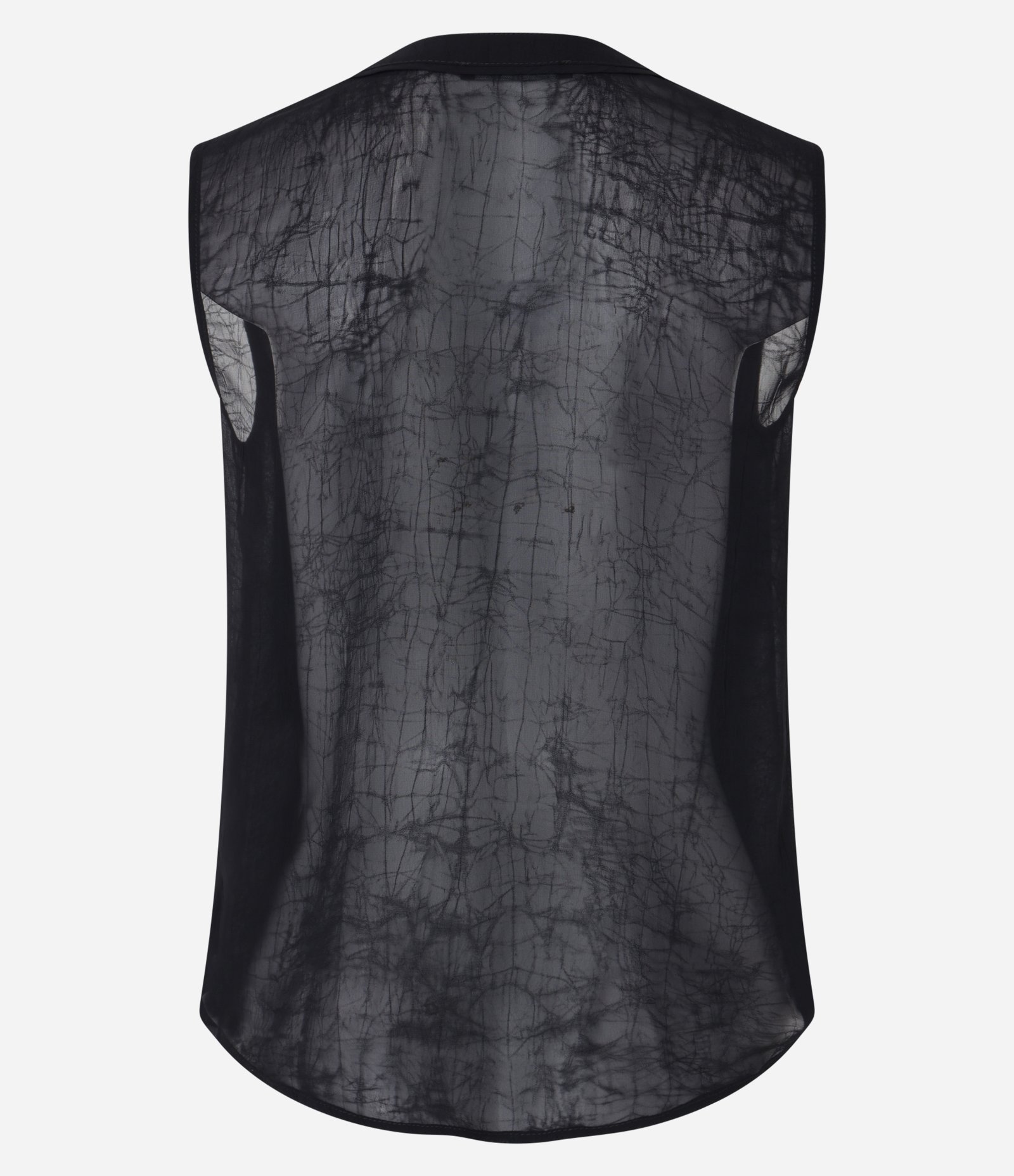 Blusa Sem Manga em Chiffon com Botões Frontais Preto 6