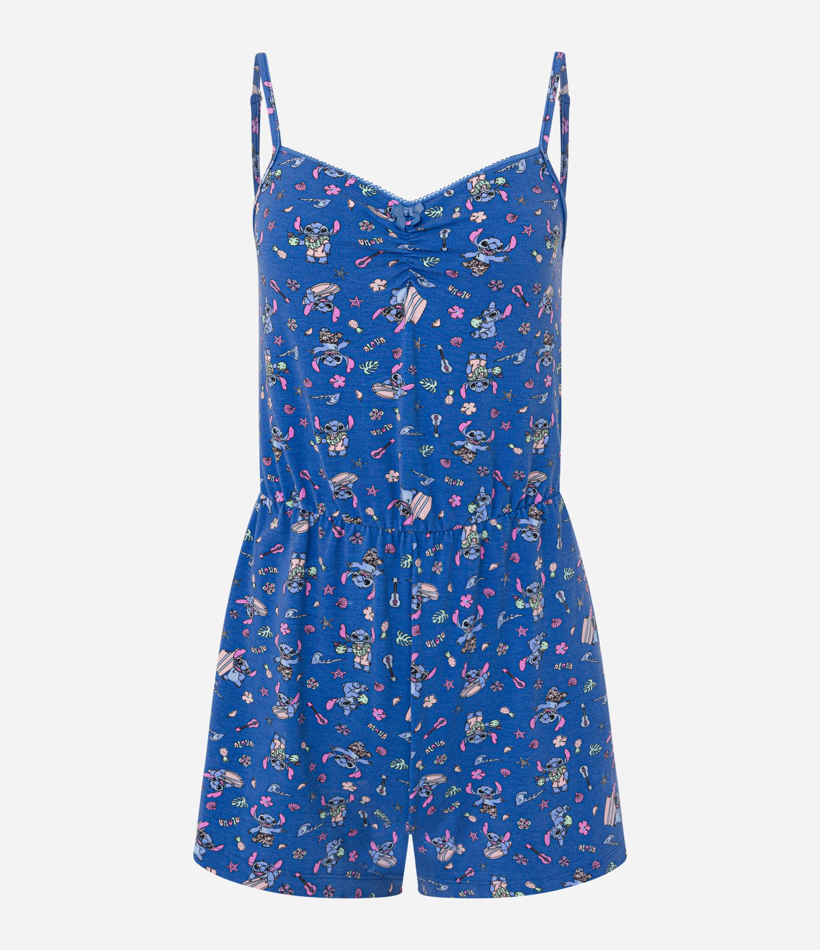 Pijama Macaquinho em Viscose com Estampa Stitch Azul 4