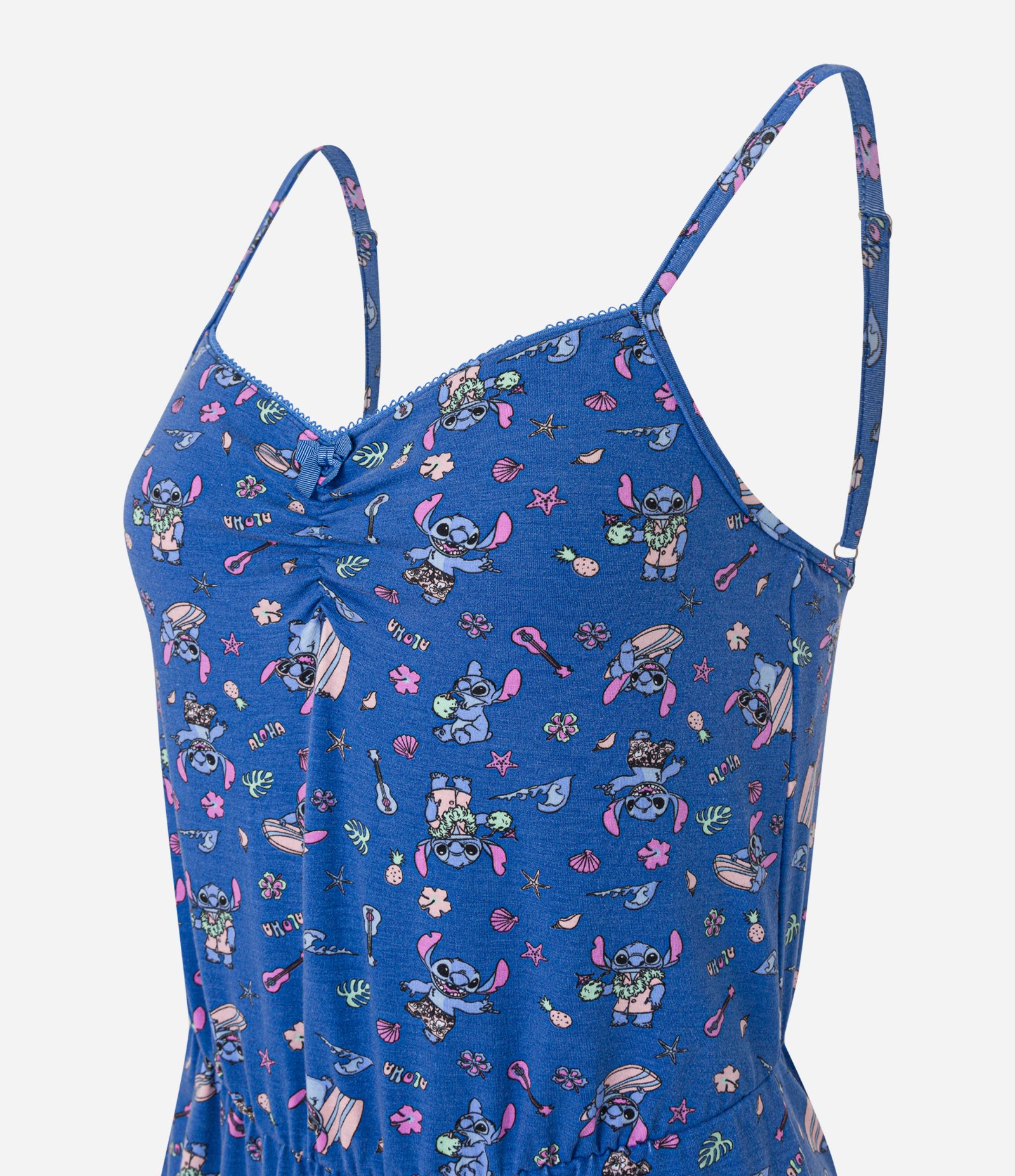 Pijama Macaquinho em Viscose com Estampa Stitch Azul 5