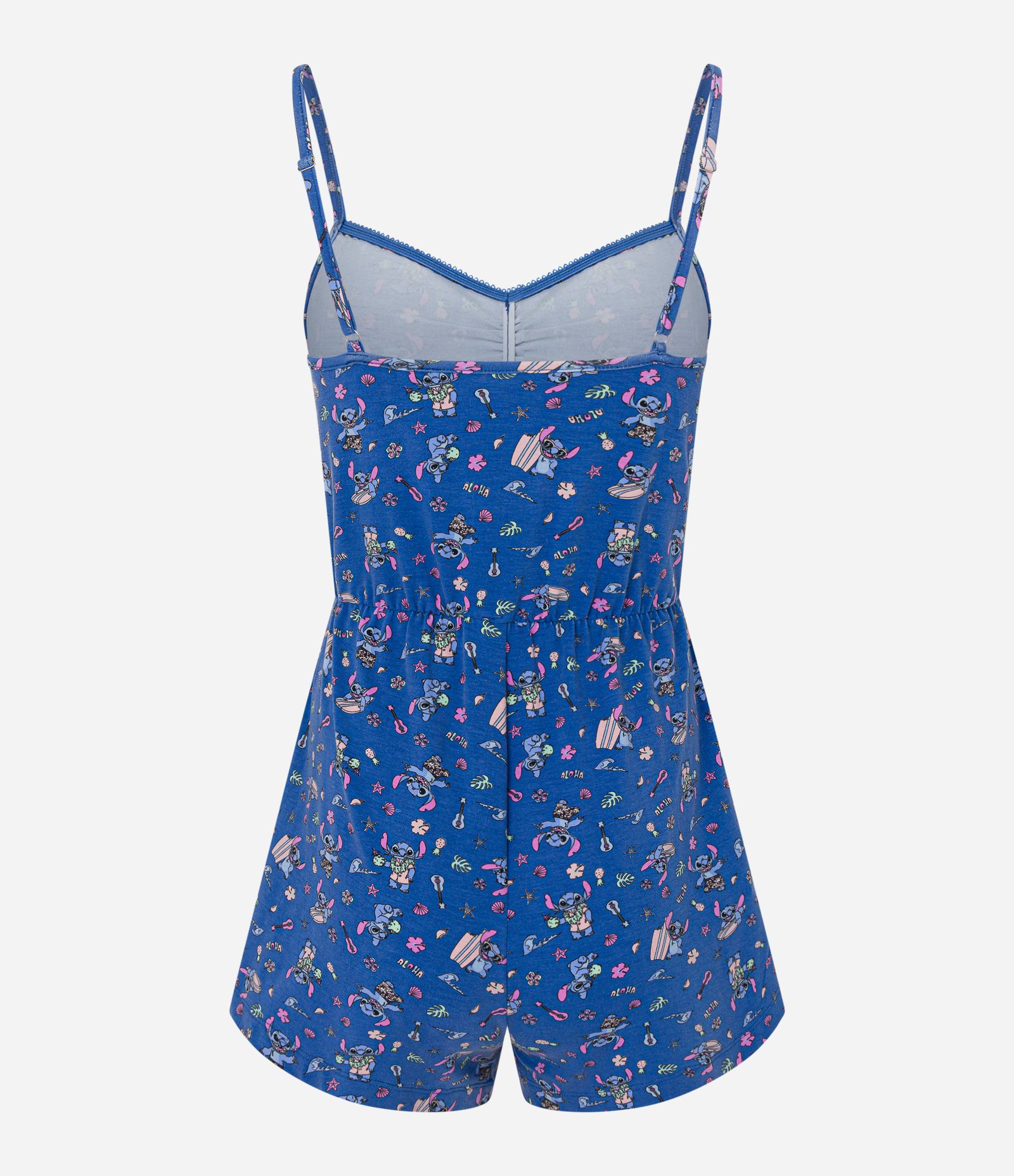 Pijama Macaquinho em Viscose com Estampa Stitch Azul 6