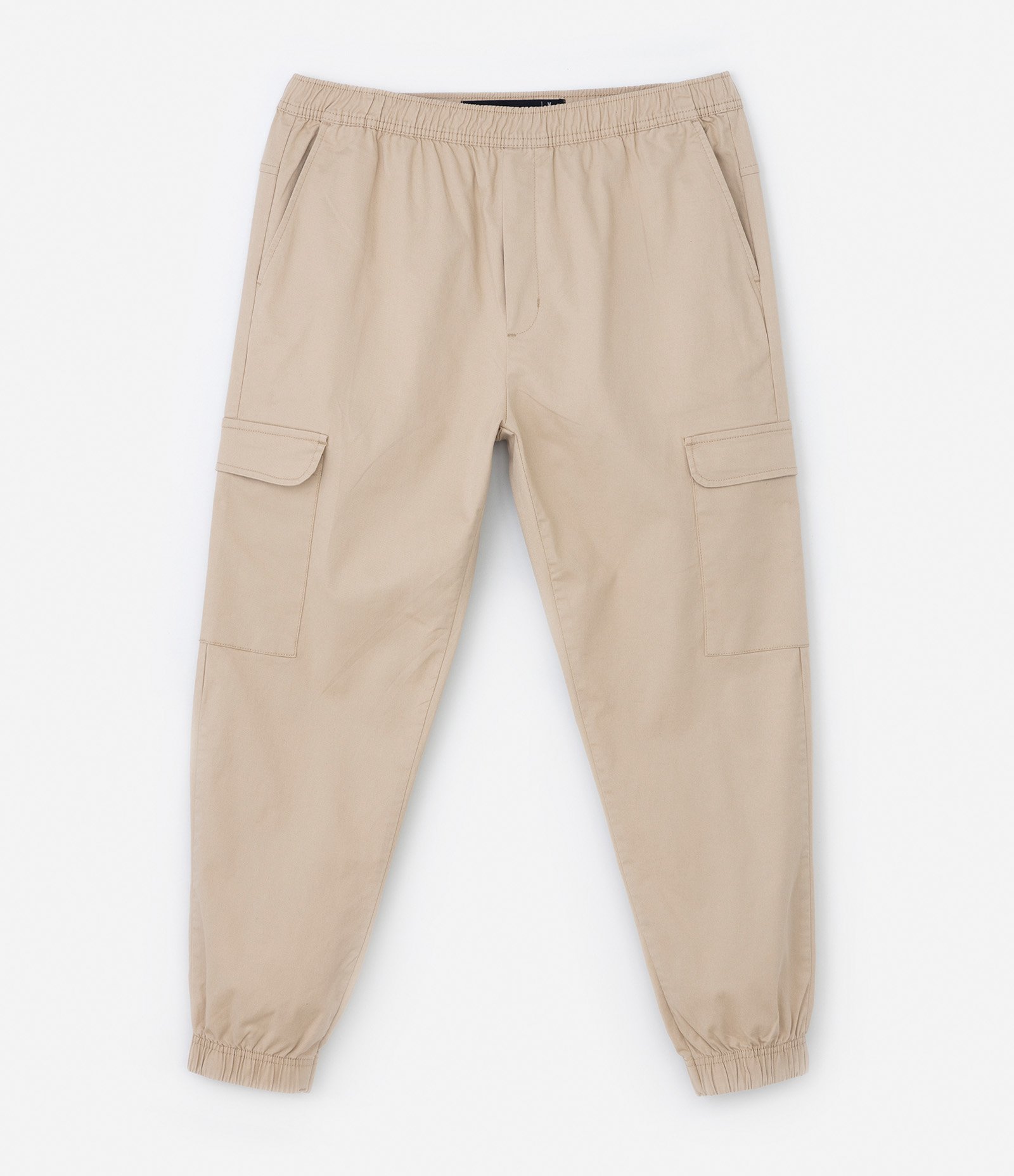 Calça Jogger em Sarja com Bolsos Cargo Bege 5