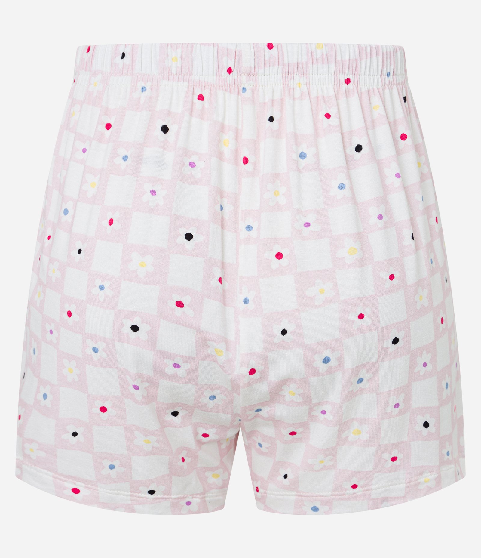 Short de Pijama em Viscose com Amarração no Cós e Estampa Floral Xadrez Rosa/ Branco 6