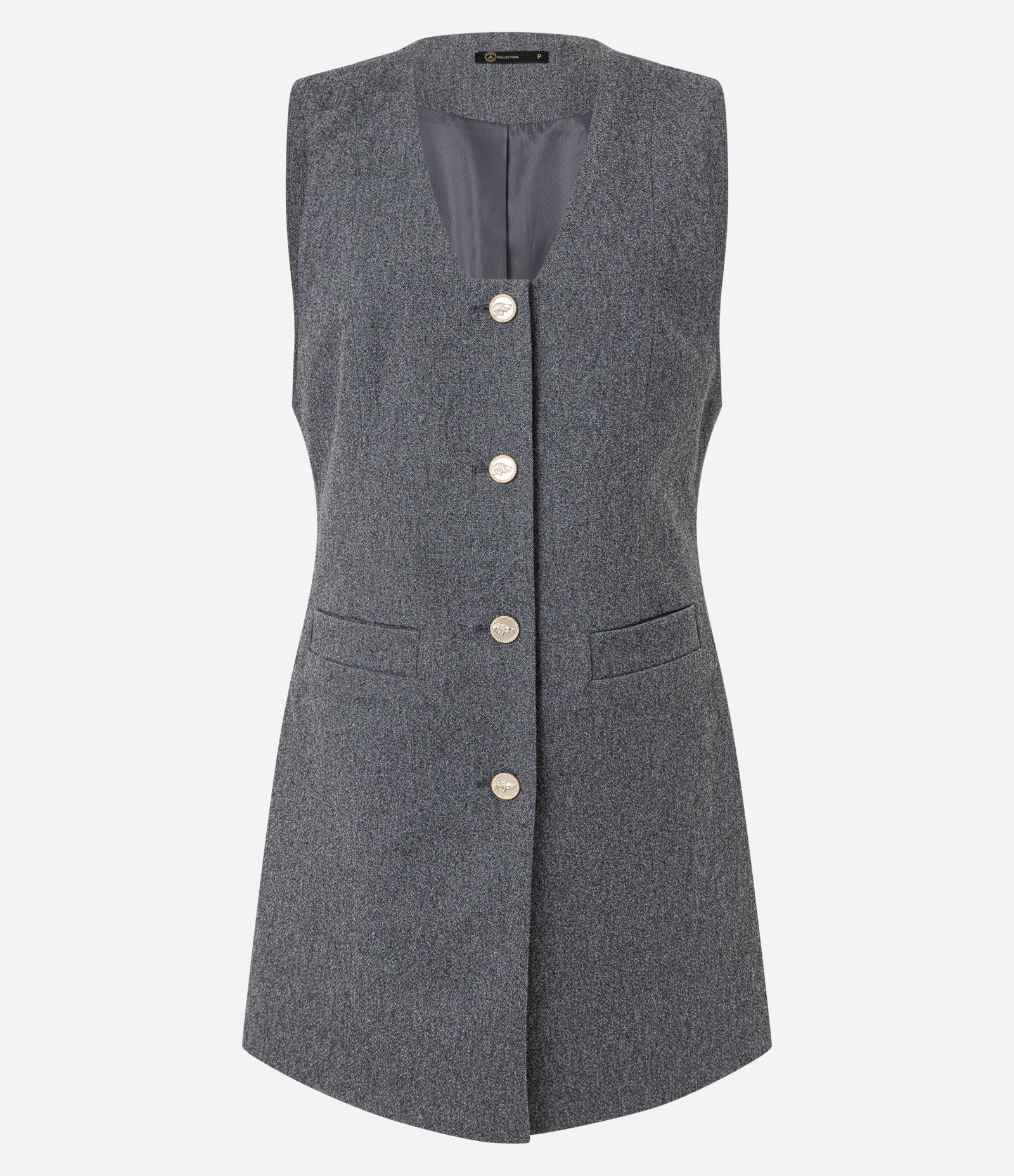 Vestido Salopete com Botões e Bolsos Frontais Cinza 5