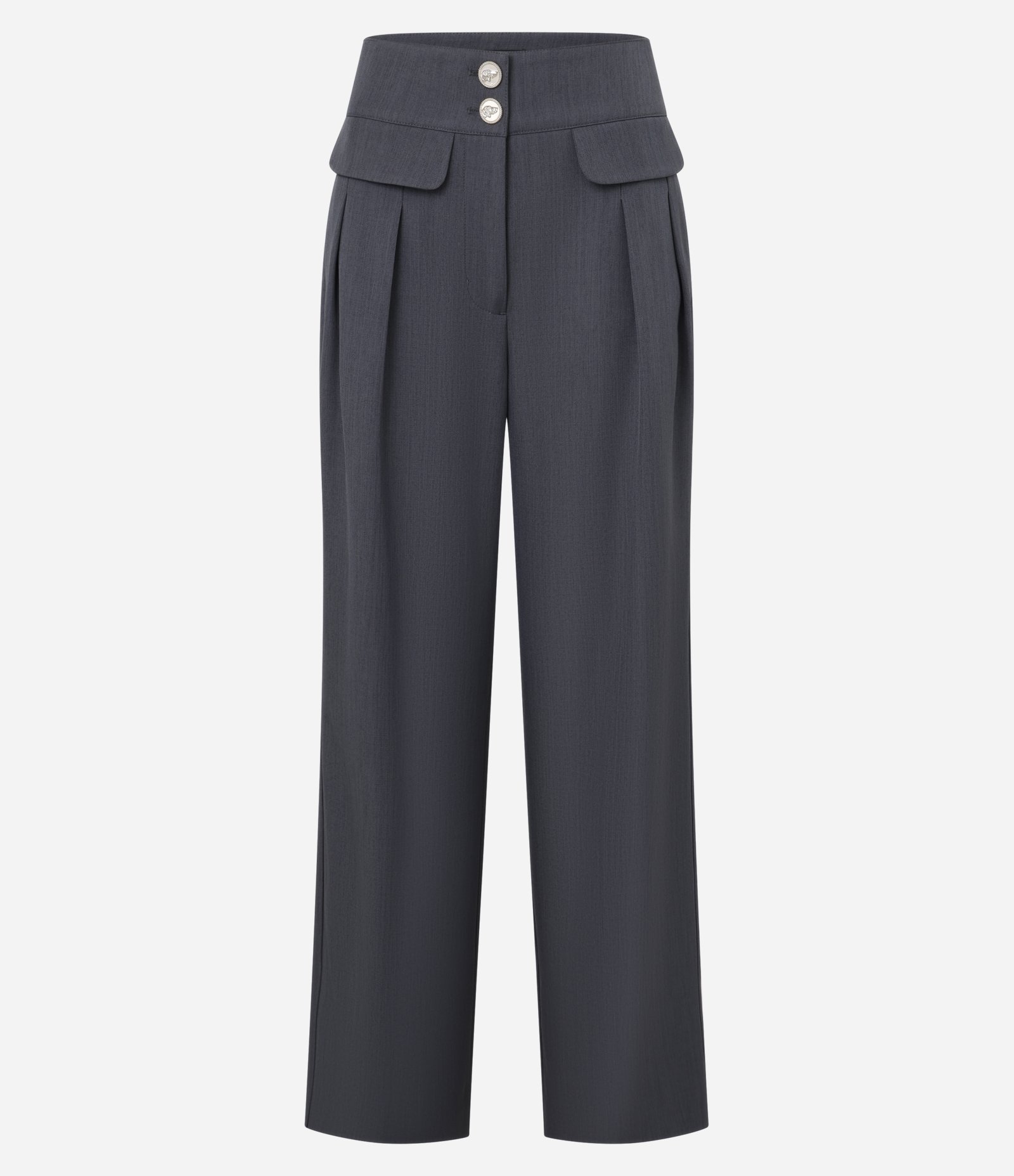 Calça Wide Leg Alfaiatada com Lapelas e Pregas Cinza 6