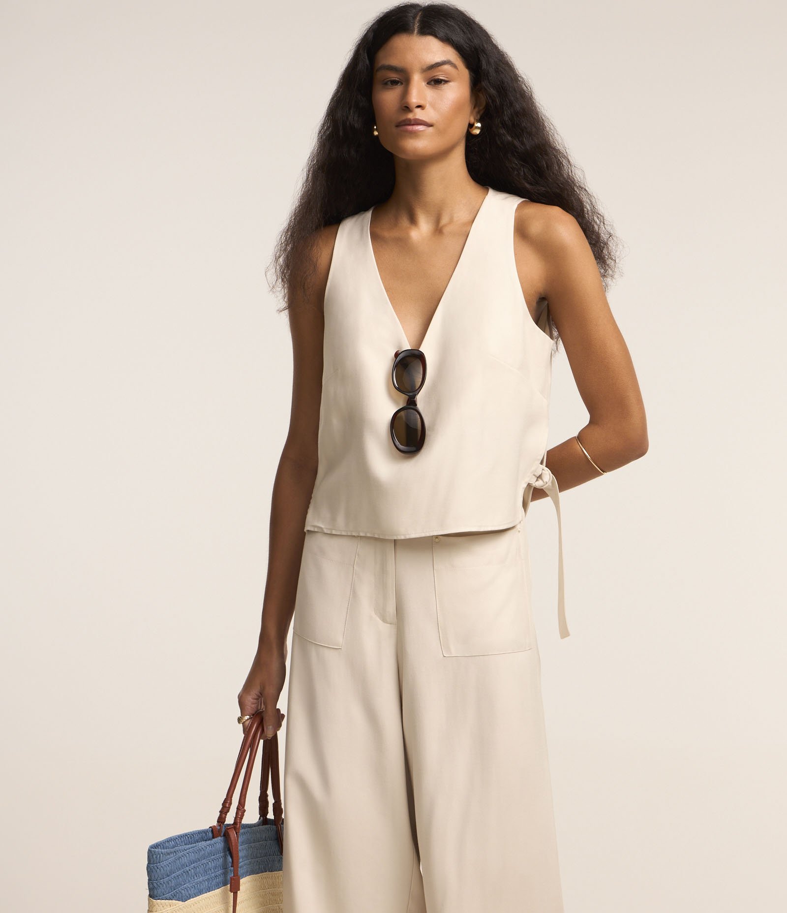 Calça Pantacourt com Amarração Frontal Branco 2