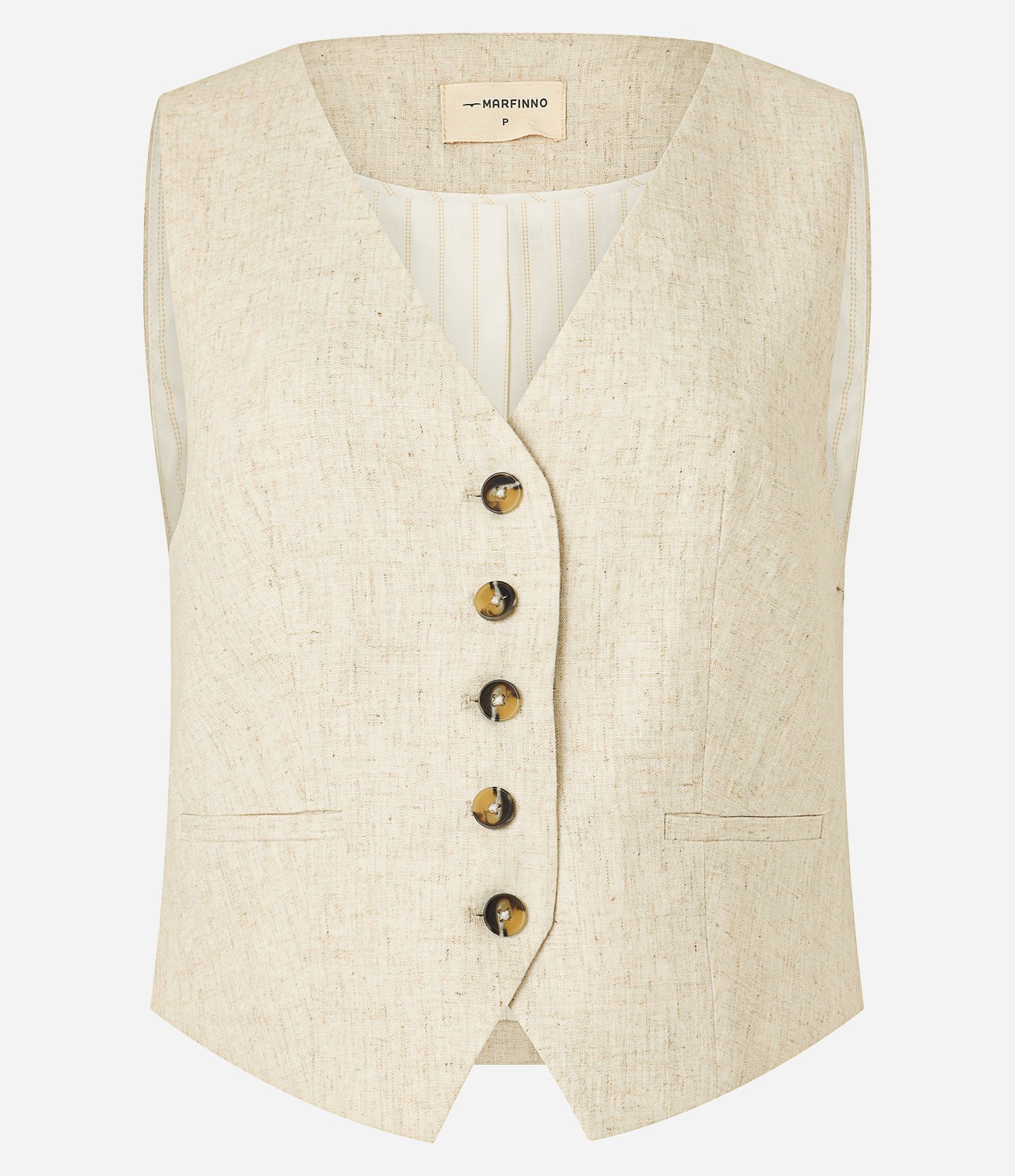 Colete em Viscolinho com Fechamento por Botões Contrastantes Off White 5