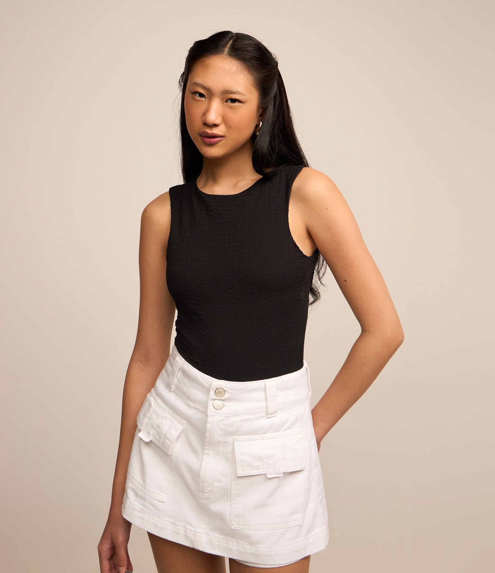 Body em Crepe Texturizado e Torcido nas Costas Preto 1