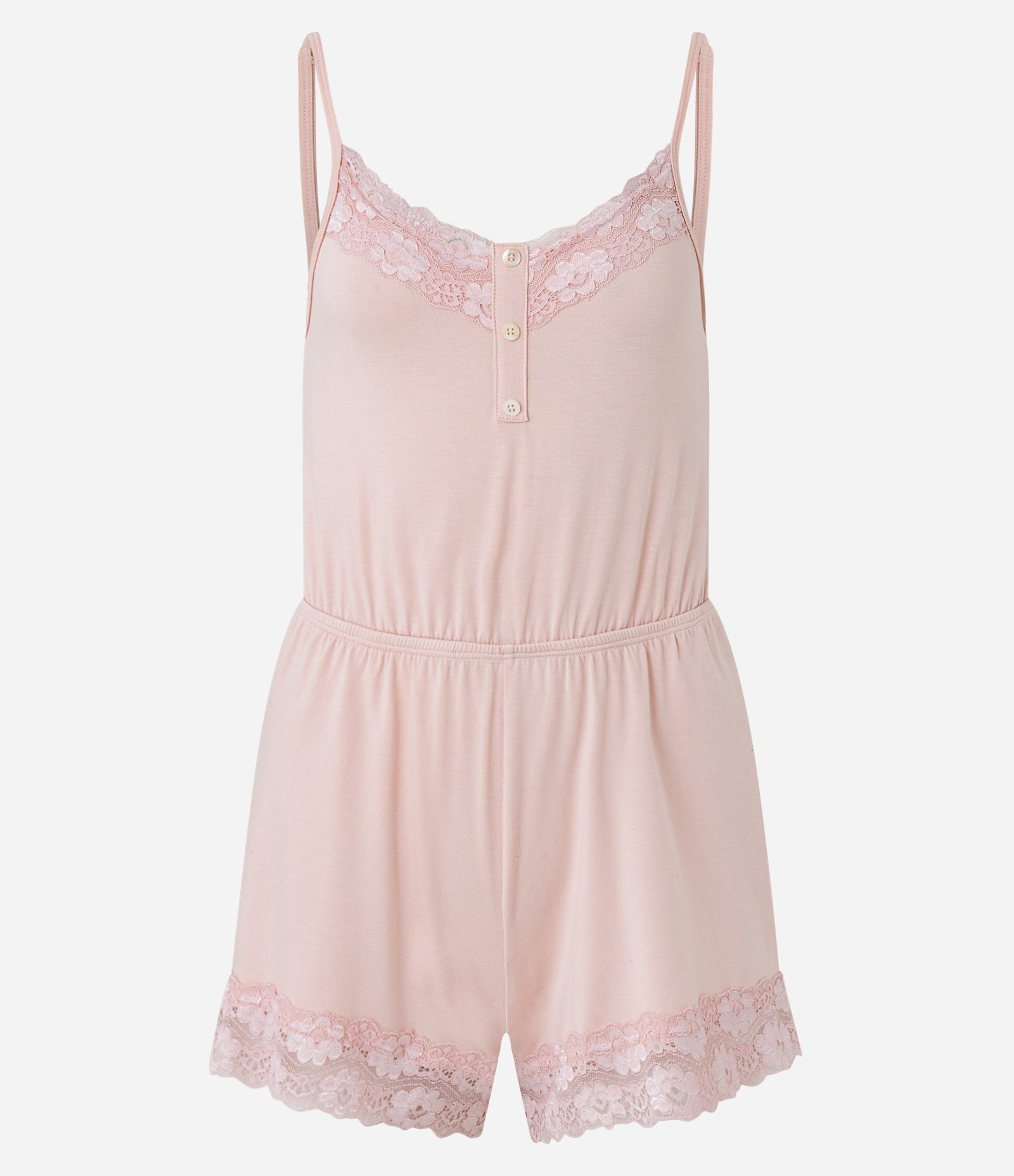 Pijama Macacão com Detalhes de Renda Rosa 4