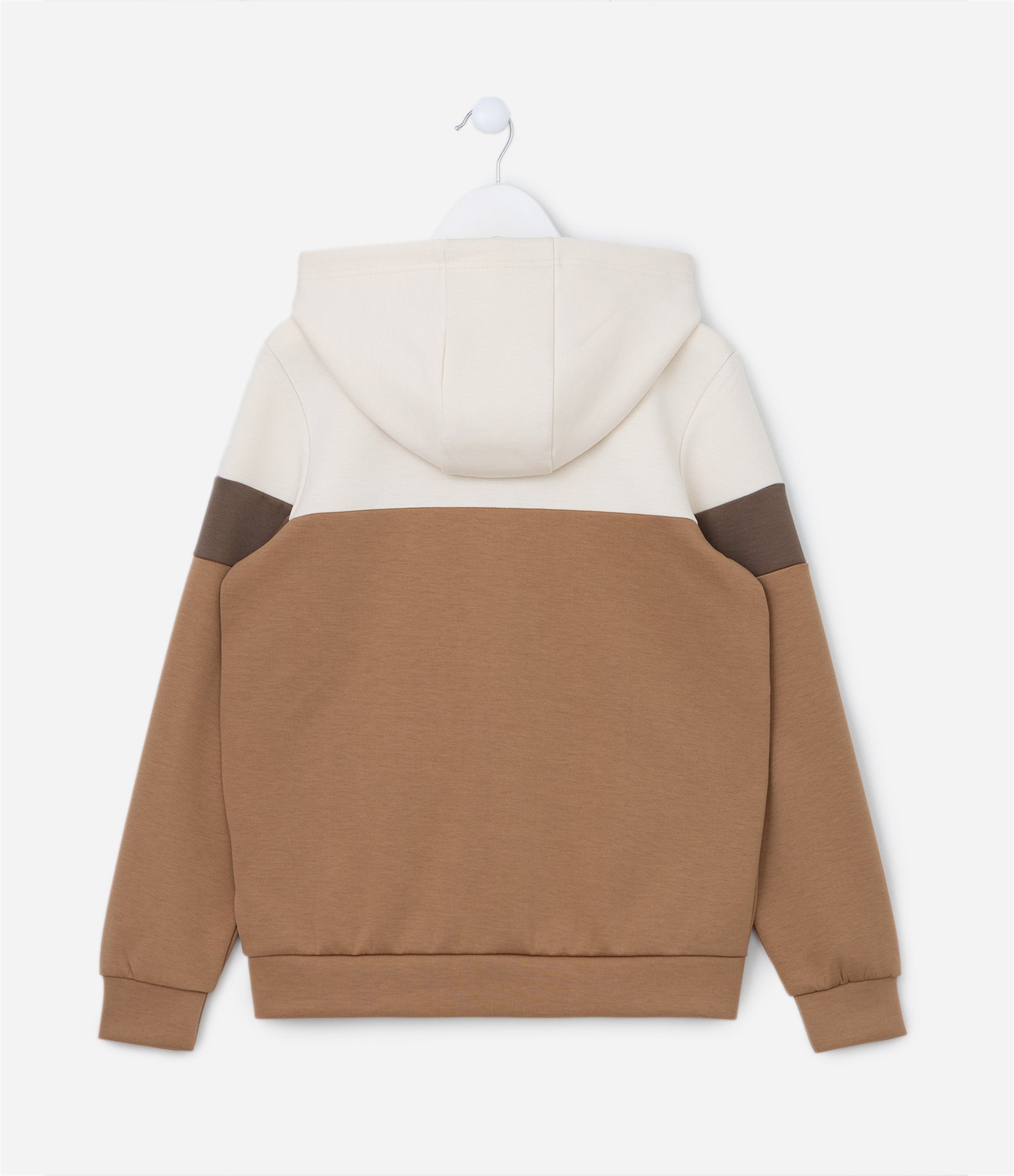 Jaqueta Infantil com Capuz e Bolsos - Tam 5 a 14 Anos Marrom/Bege 2