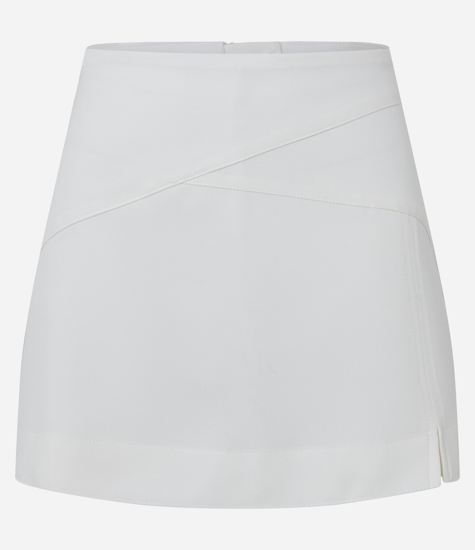 Short Saia Curto em Crepe com Recortes e Zíper nas Costas Off White 5