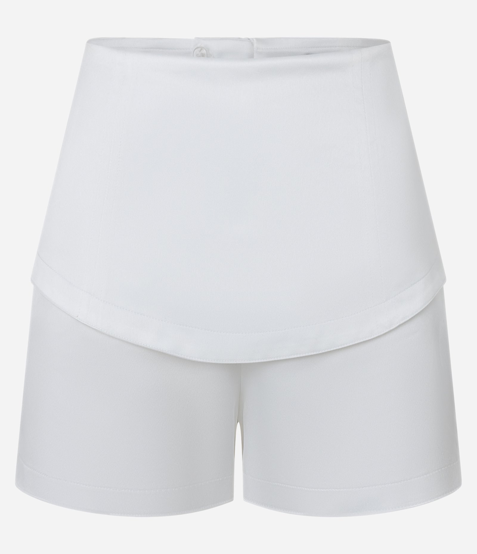 Short Curto em Crepe em Alfaiataria com Sobreposição Branco 5