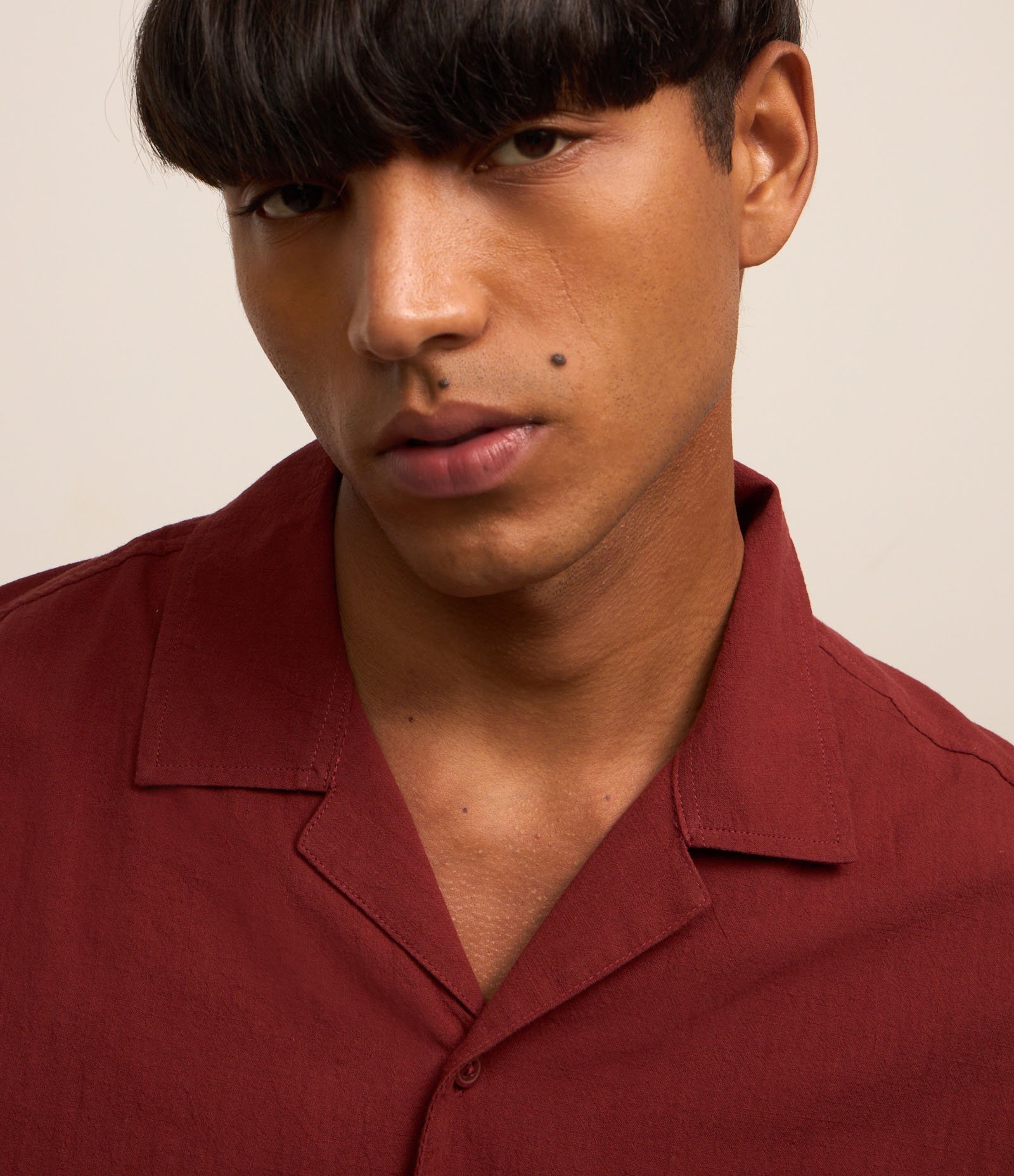 Camisa Relaxed em Tricoline com Textura Bowling Marrom Terra 4