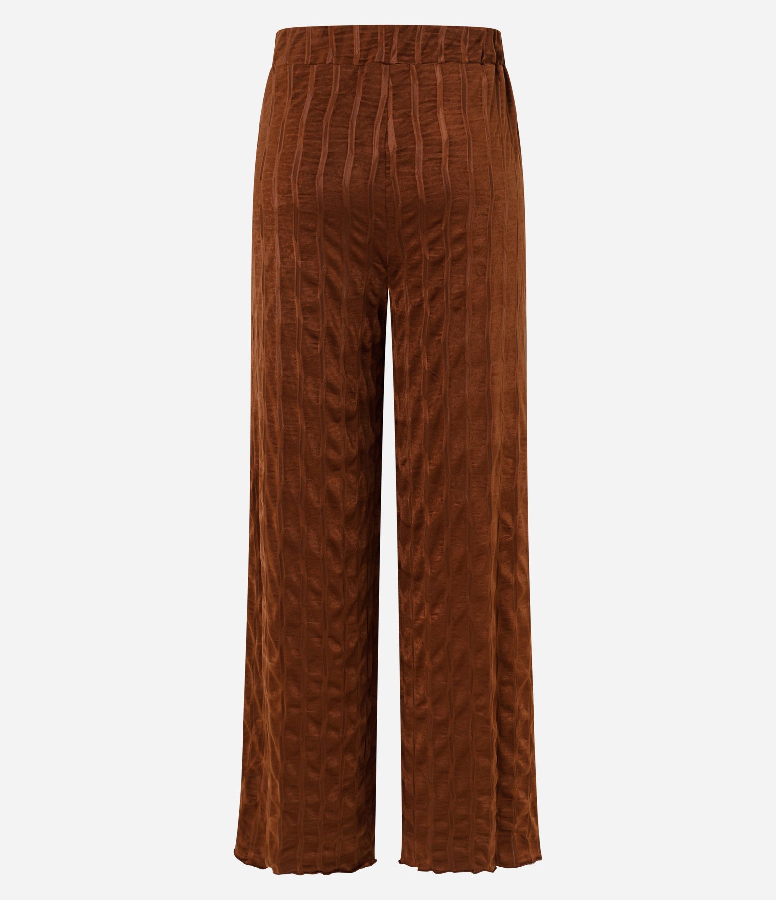 Calça Wide Leg Cintura Alta Texturizada com Elástico no Cós Marrom 7