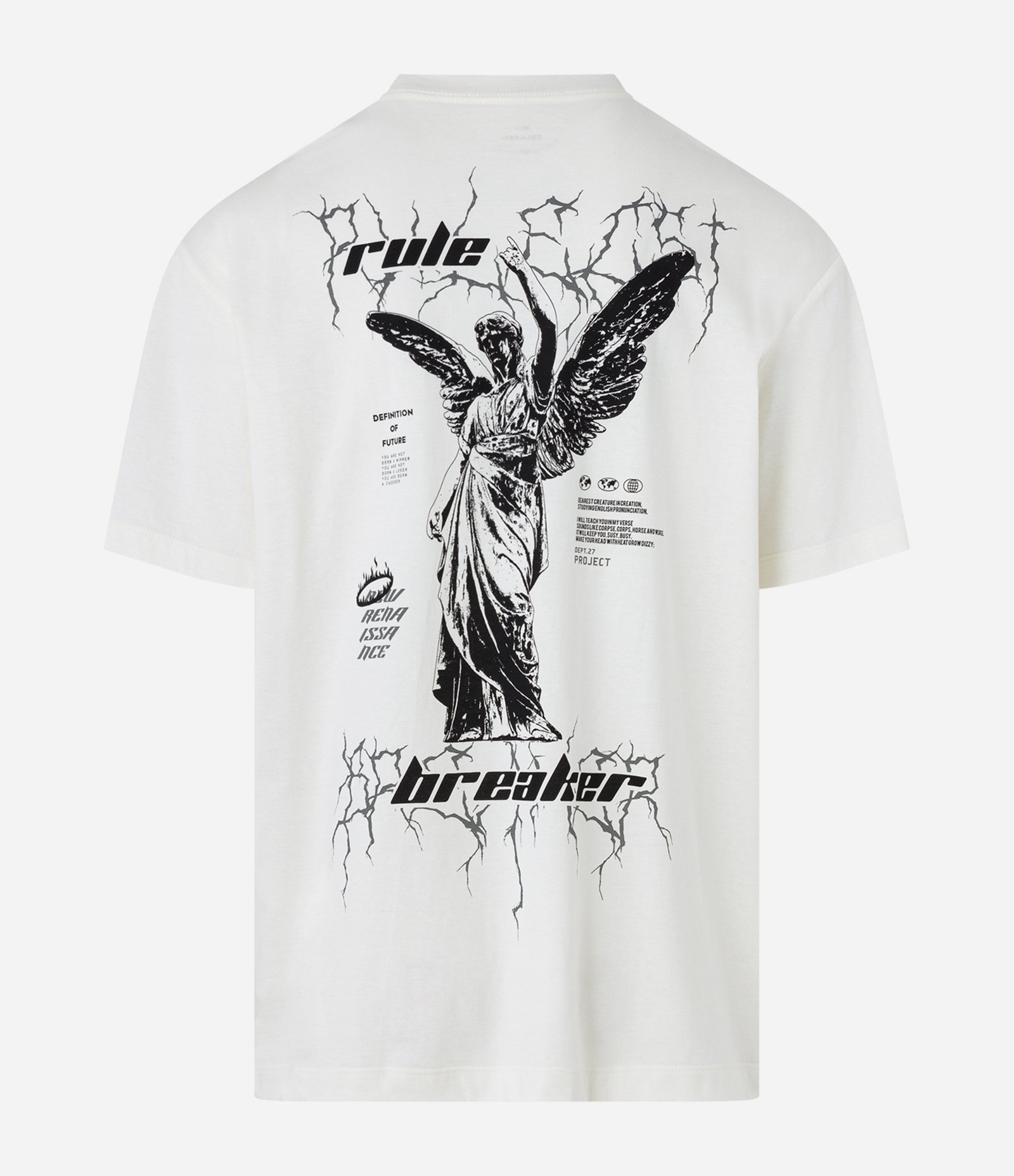 Camiseta Relaxed com Manga Curta e Estampa Angel Rule Breaker Branco 7