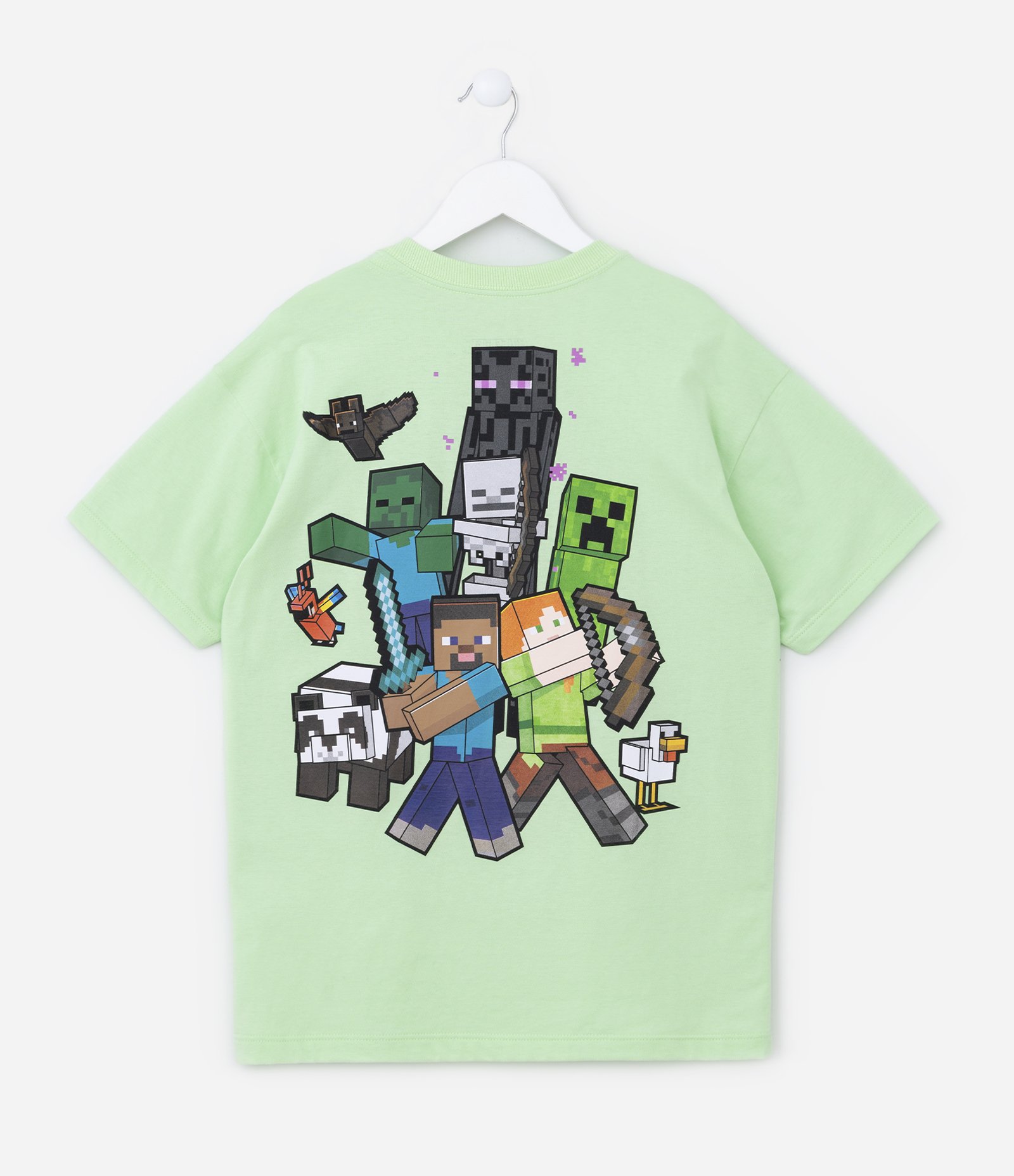 Camiseta Infantil com Estampa Frente e Costas Minecraft - Tam 5 a 14 Anos Verde 2