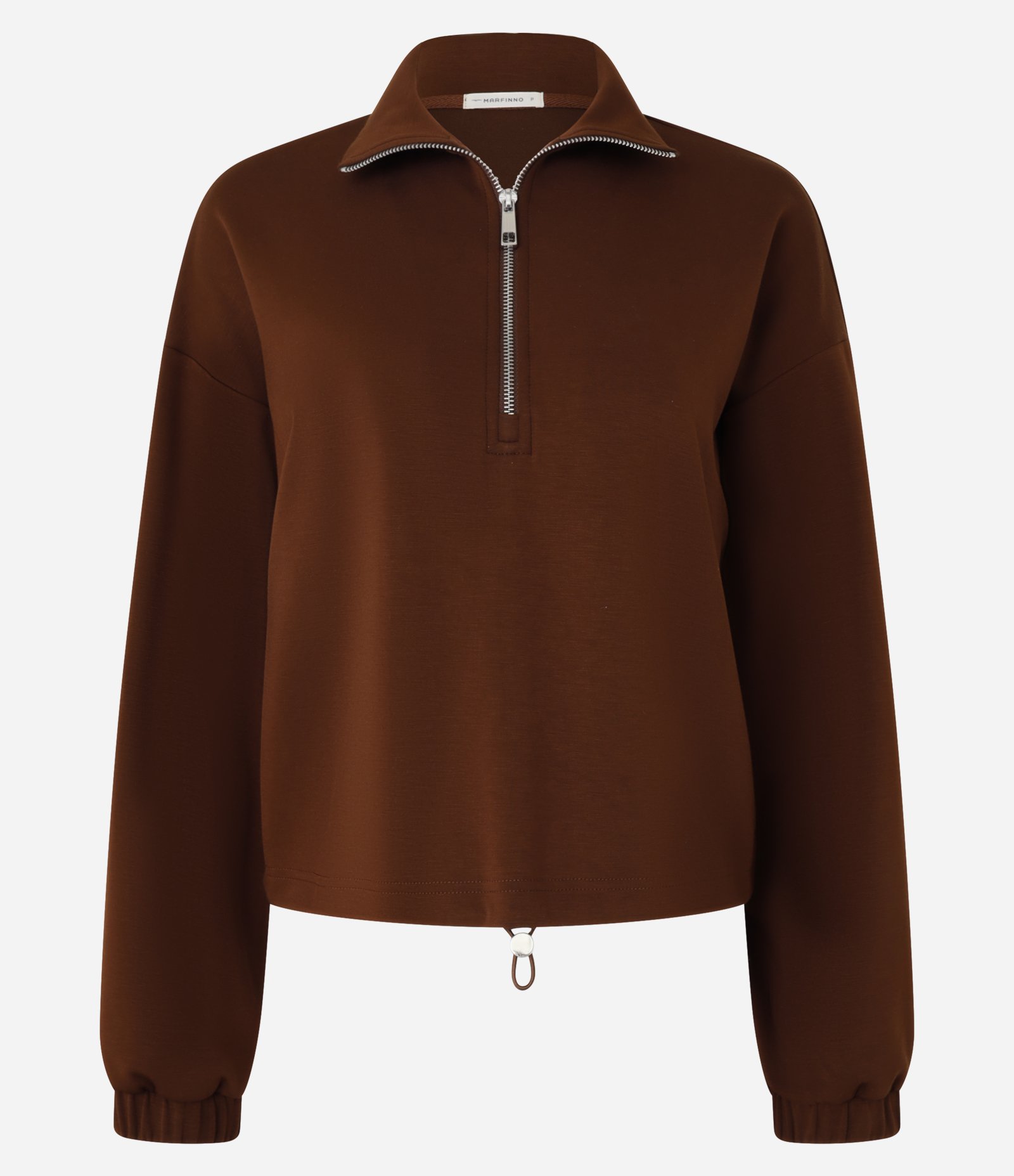 Blusa Manga Longa em Moletinho com Fechamento de Zíper no Decote Marrom 6