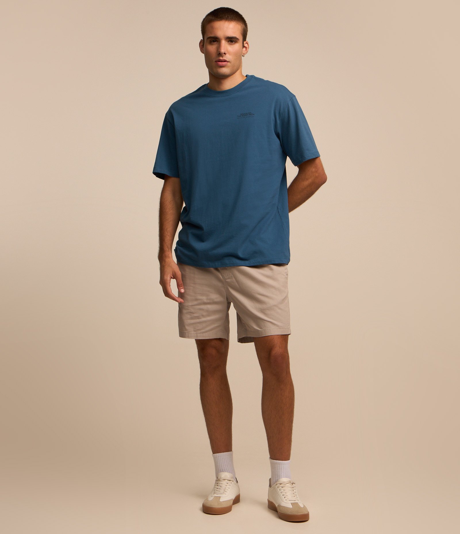 Camiseta Relaxed em Algodão com Estampa Lettering Azul 2