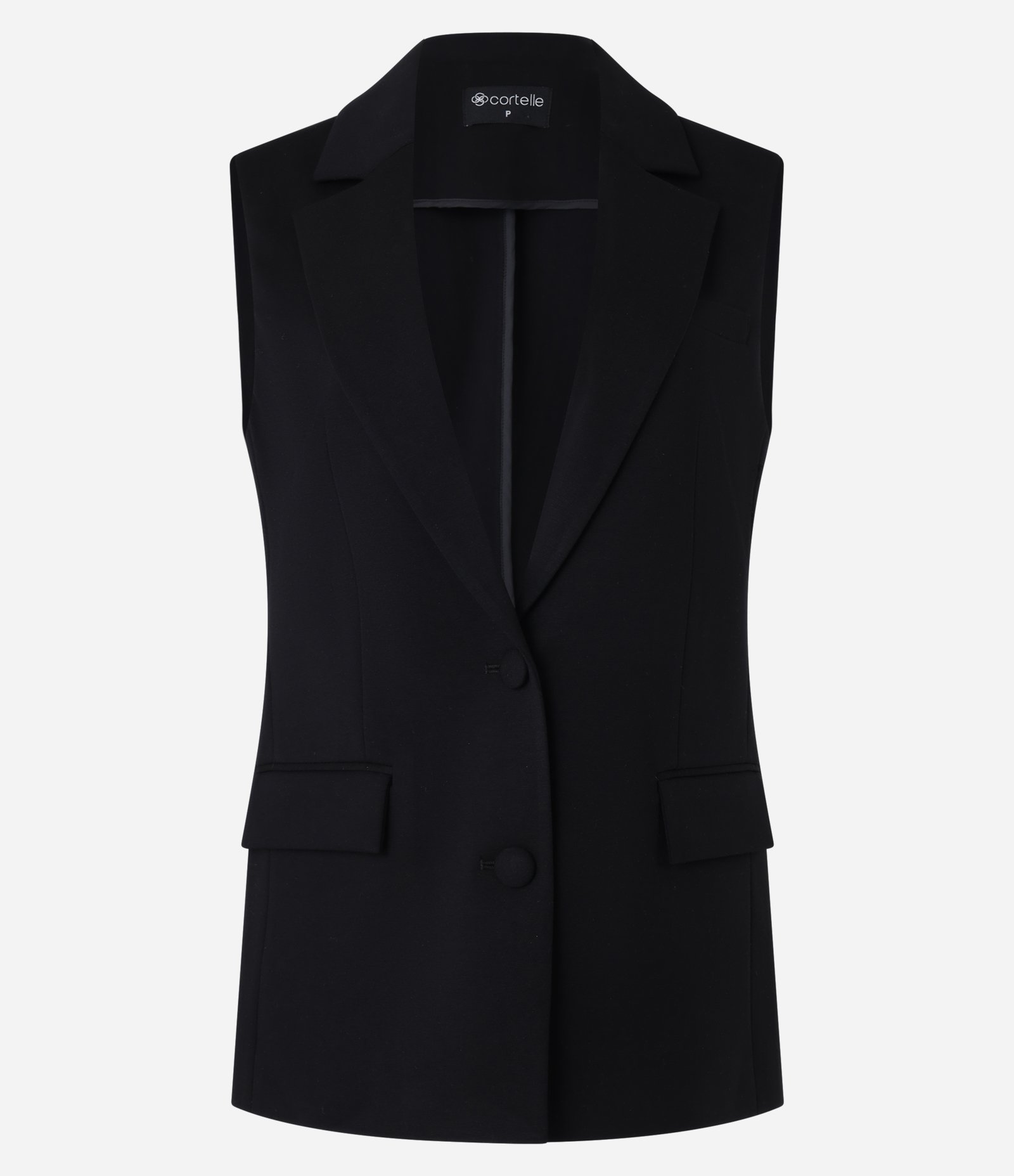 Colete Ponto Roma Fechamento em Botões e Bolsos Frontais Preto 6