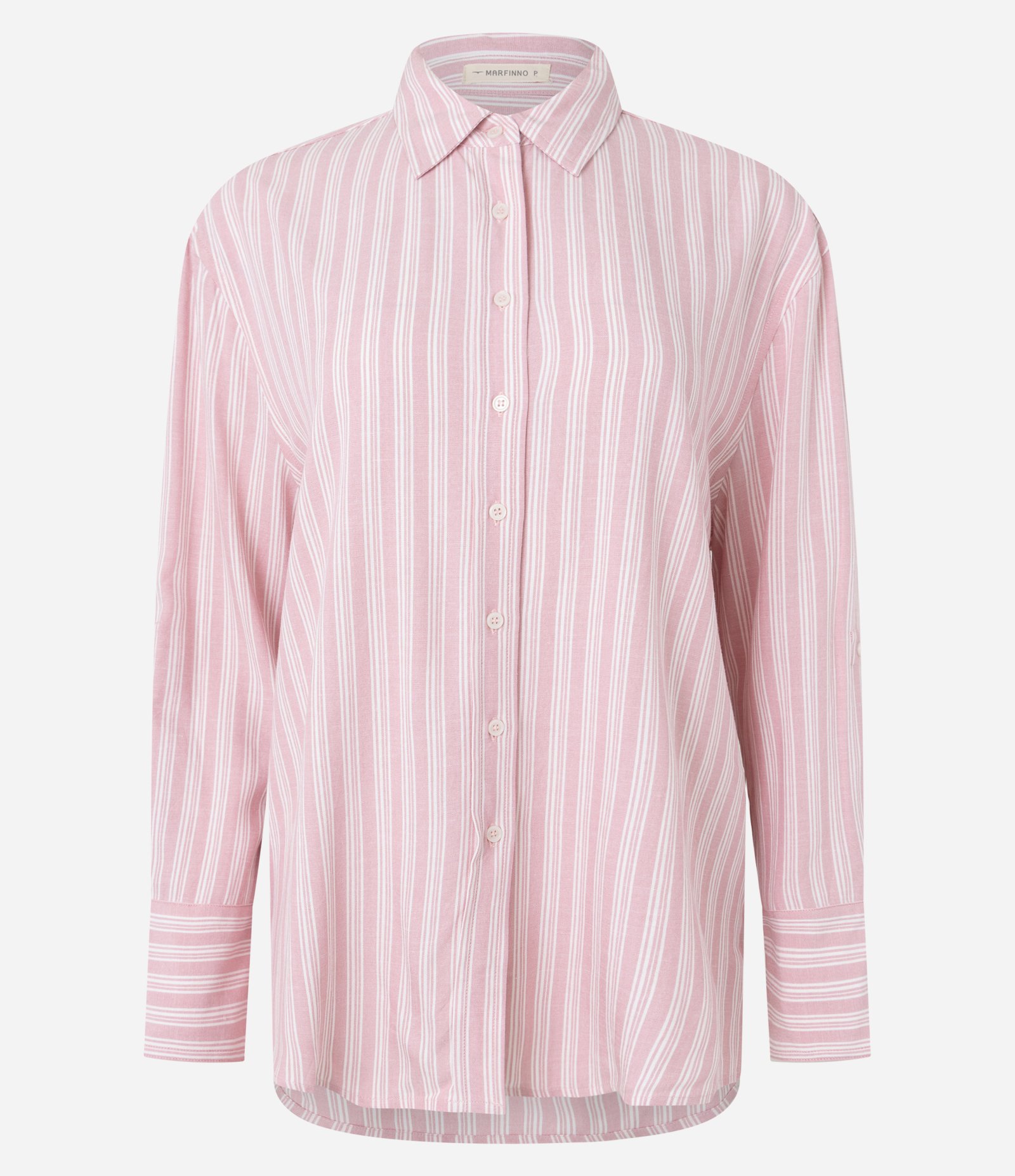 Camisa Listrada em Fio Tinto Rosa Terroso 5
