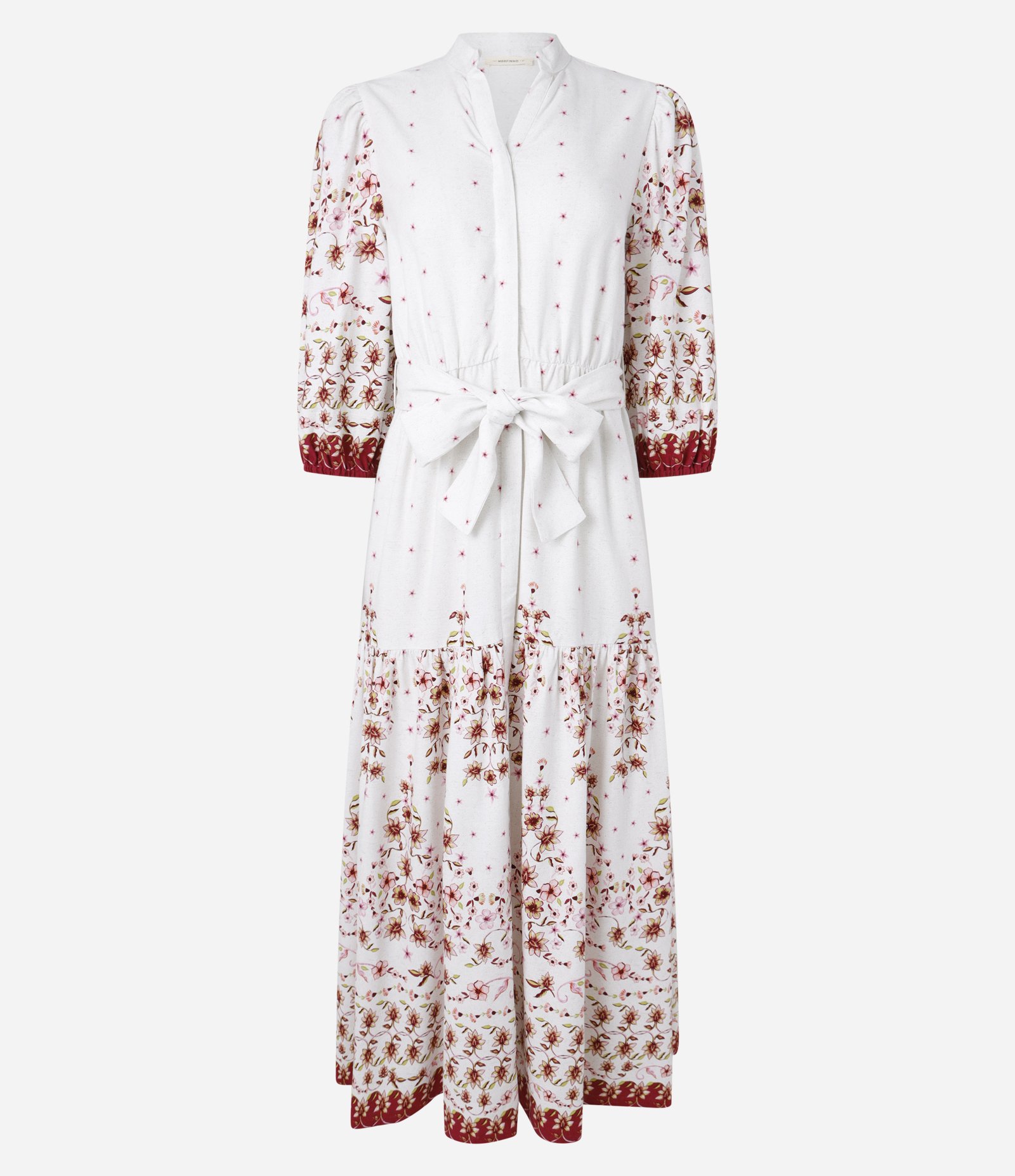 Vestido Chemise Midi em Viscolinho com Estampa Floral Branco/ Vermelho 6