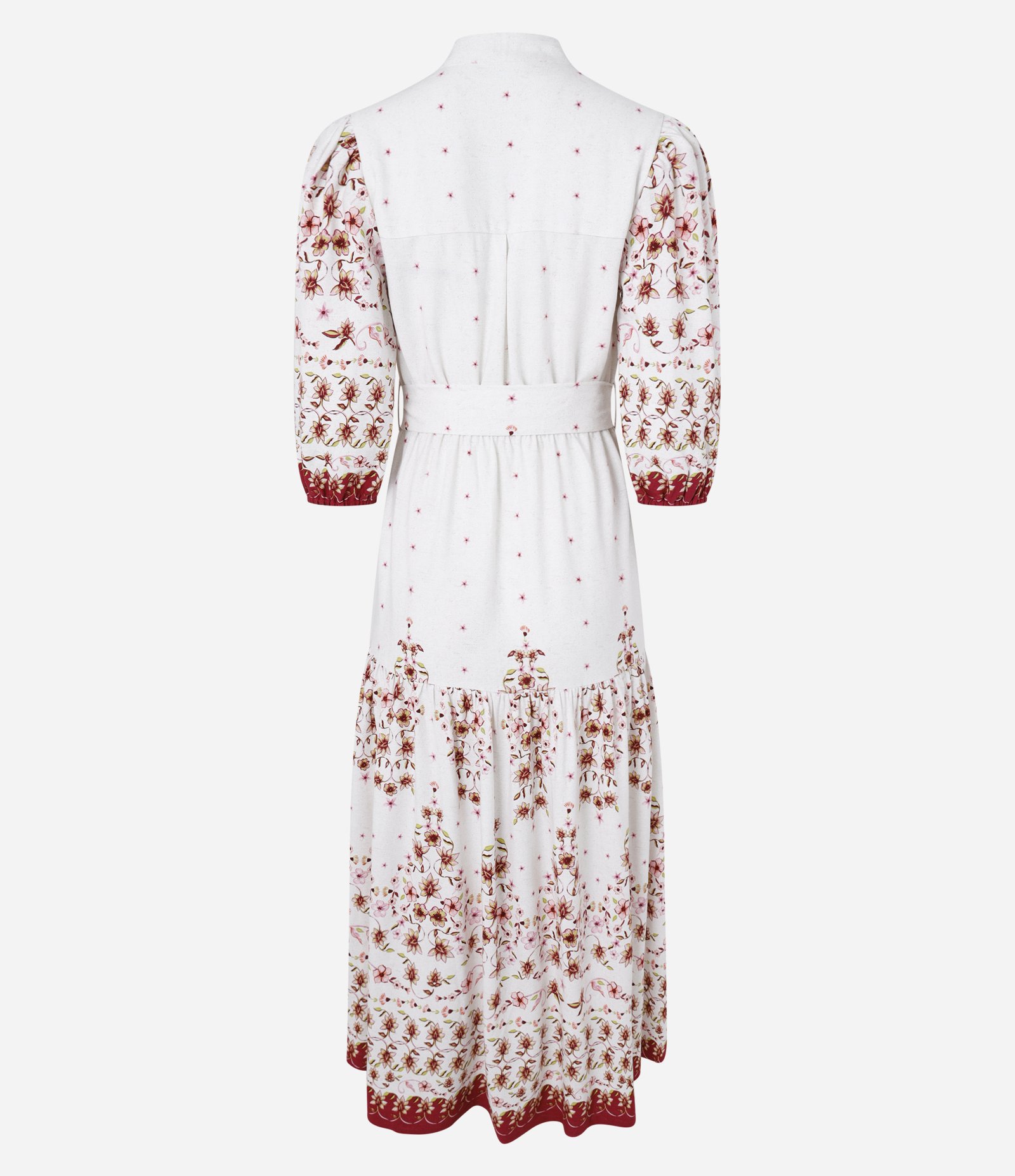 Vestido Chemise Midi em Viscolinho com Estampa Floral Branco/ Vermelho 8