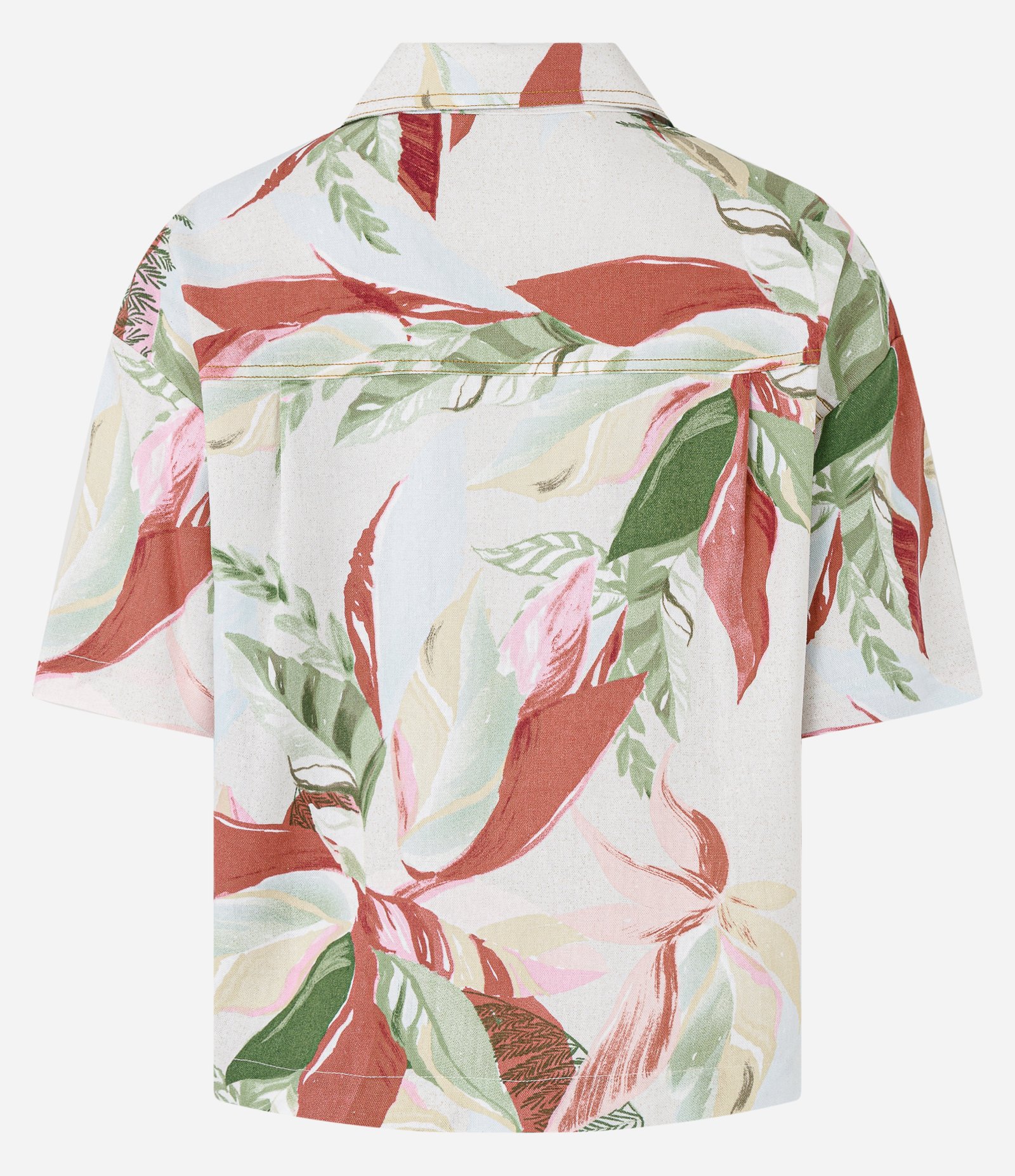 Camisa em Viscolinho com Folhagens Estampadas Branco 6