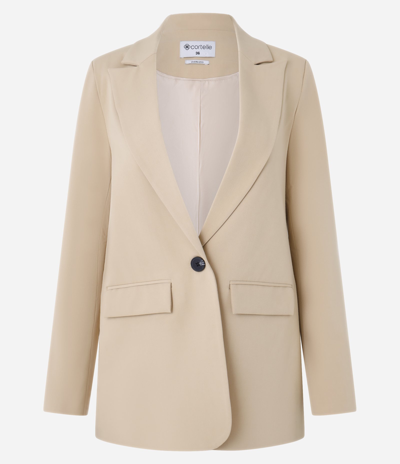 Blazer Oversized Alfaiatado com Botão Único Bege 6