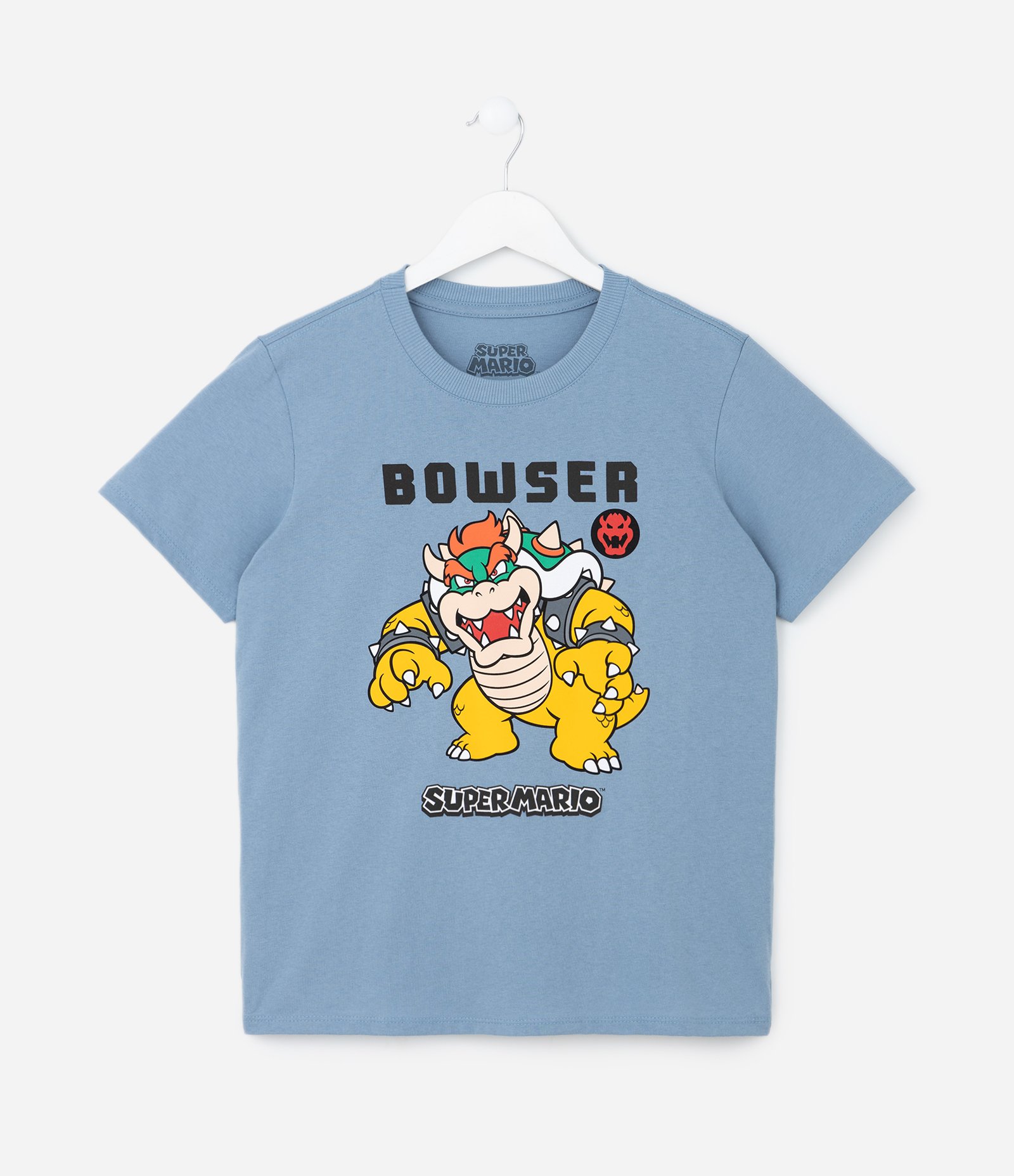 Camiseta Comfort Infantil com Estampa Bowser de Super Mario - Tam 4 a 12 Anos Azul 1