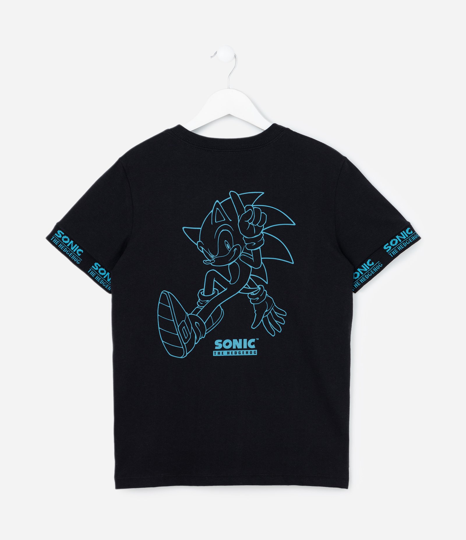 Camiseta Infantil com Estampa Sonic e Detalhe na Manga - Tam 4 a 12 Anos Preto 2