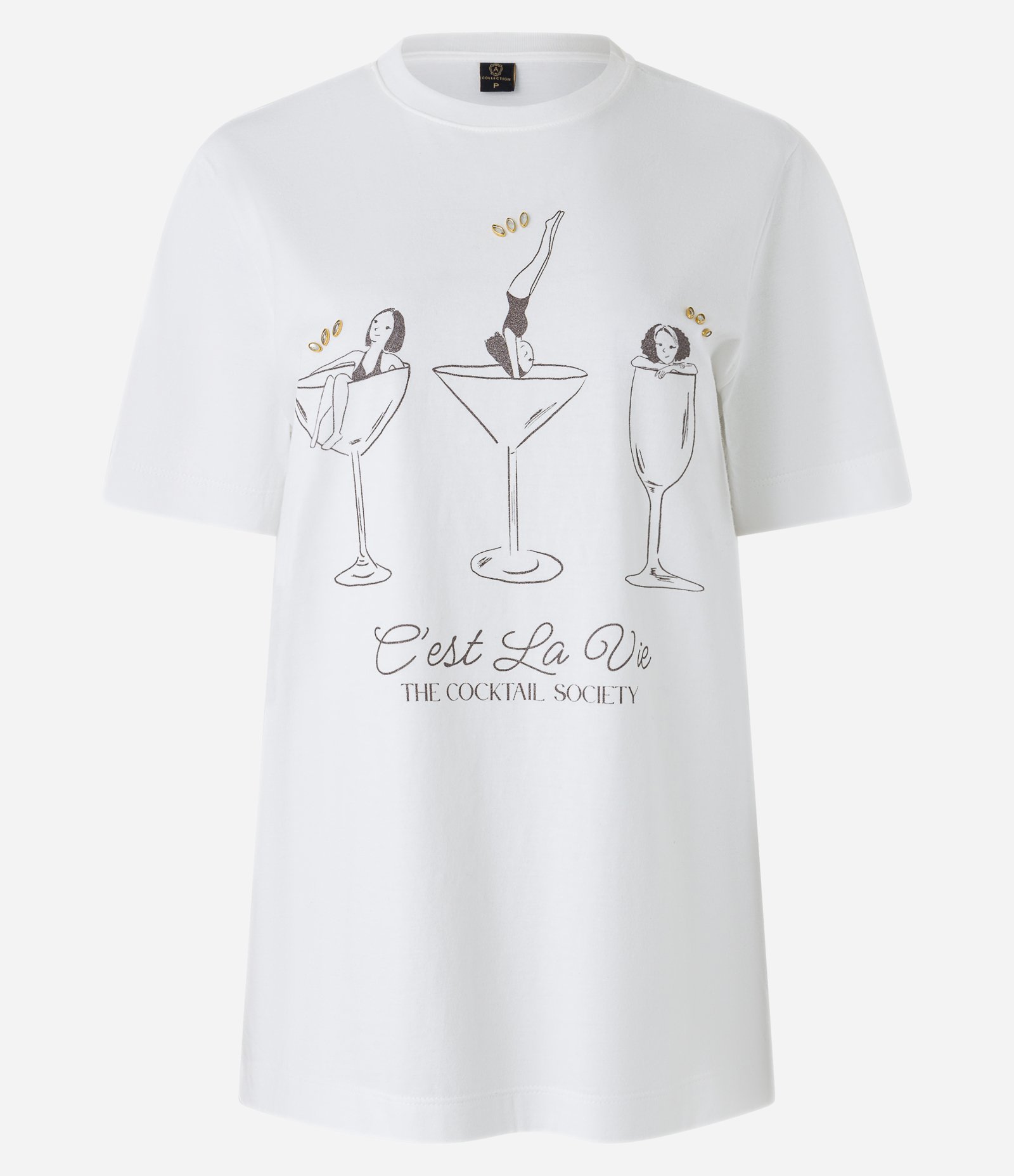 Camiseta em Algodão com Estampa Cest la Vie com Foil Branco 5