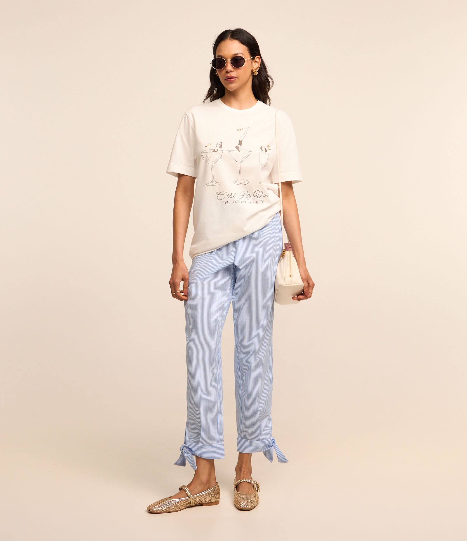 Camiseta em Algodão com Estampa Cest la Vie com Foil Branco 2