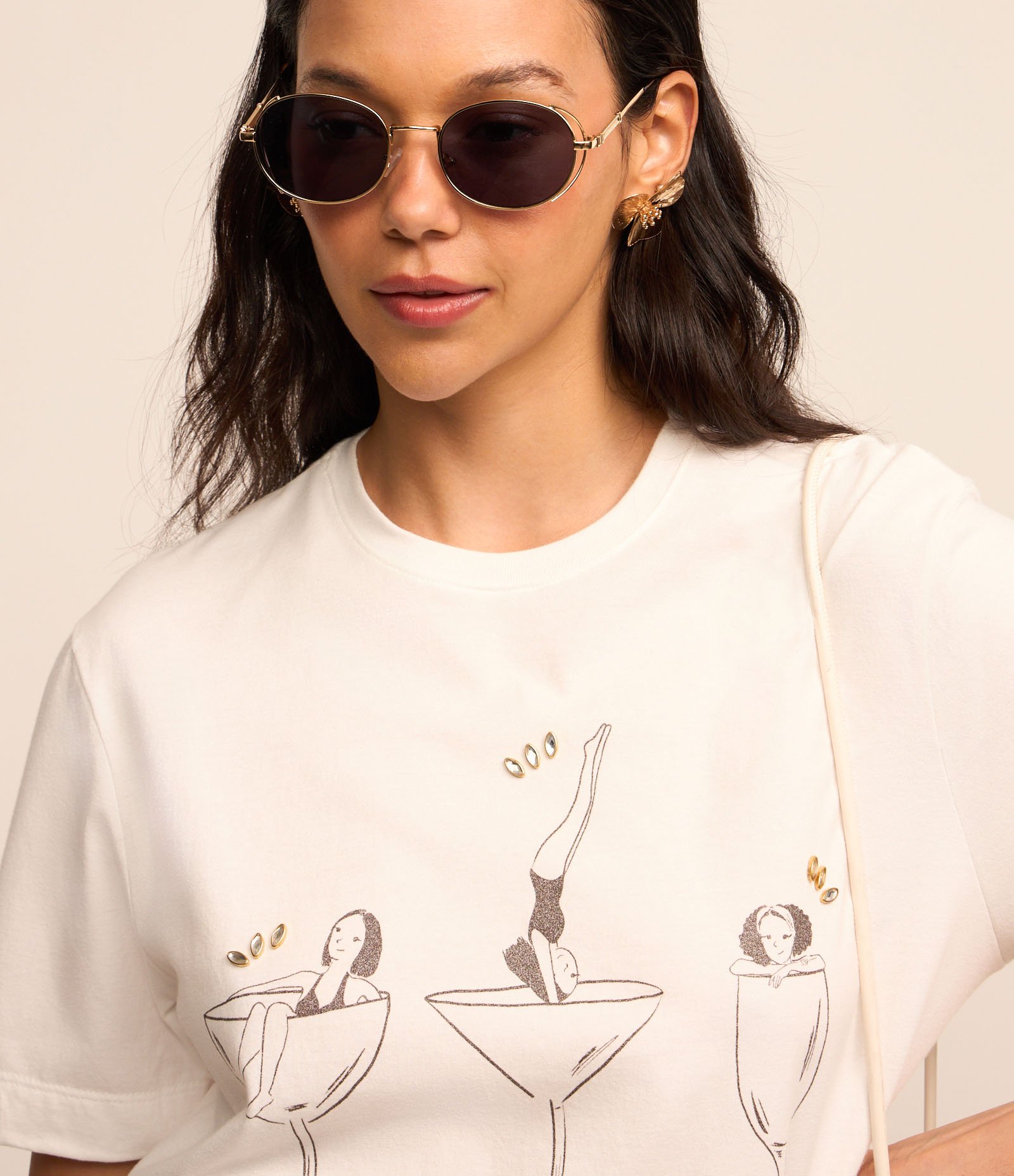 Camiseta em Algodão com Estampa Cest la Vie com Foil Branco 3