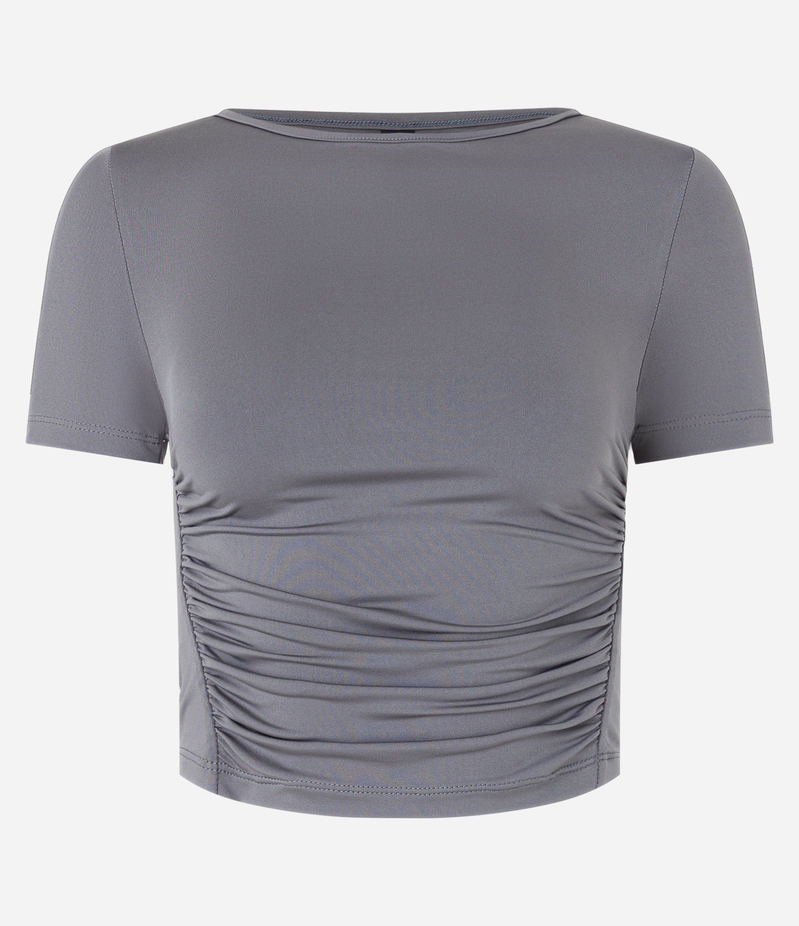 Blusa em Microfibra com Drapeados Frontais Cinza 4