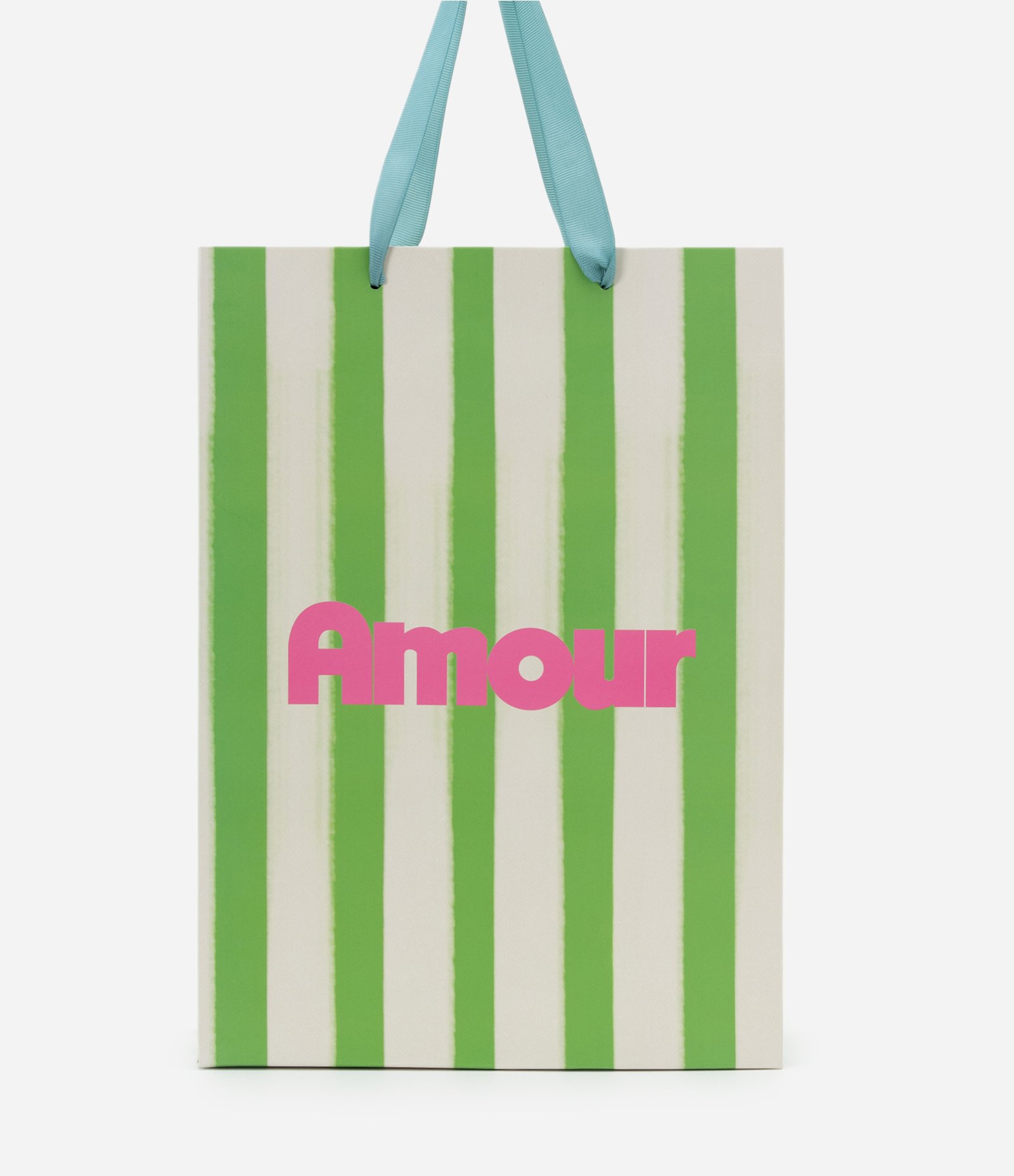 Embalagem de Presente Pequena Listrada com Estampa Lettering Amour Verde 3