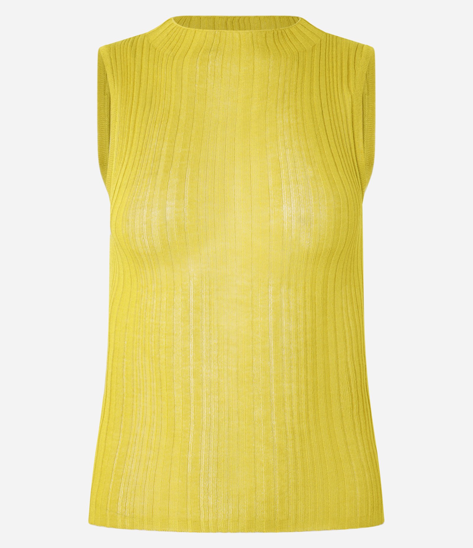 Blusa Canelada em Tricô com Gola Redonda Ajustada Amarelo 5