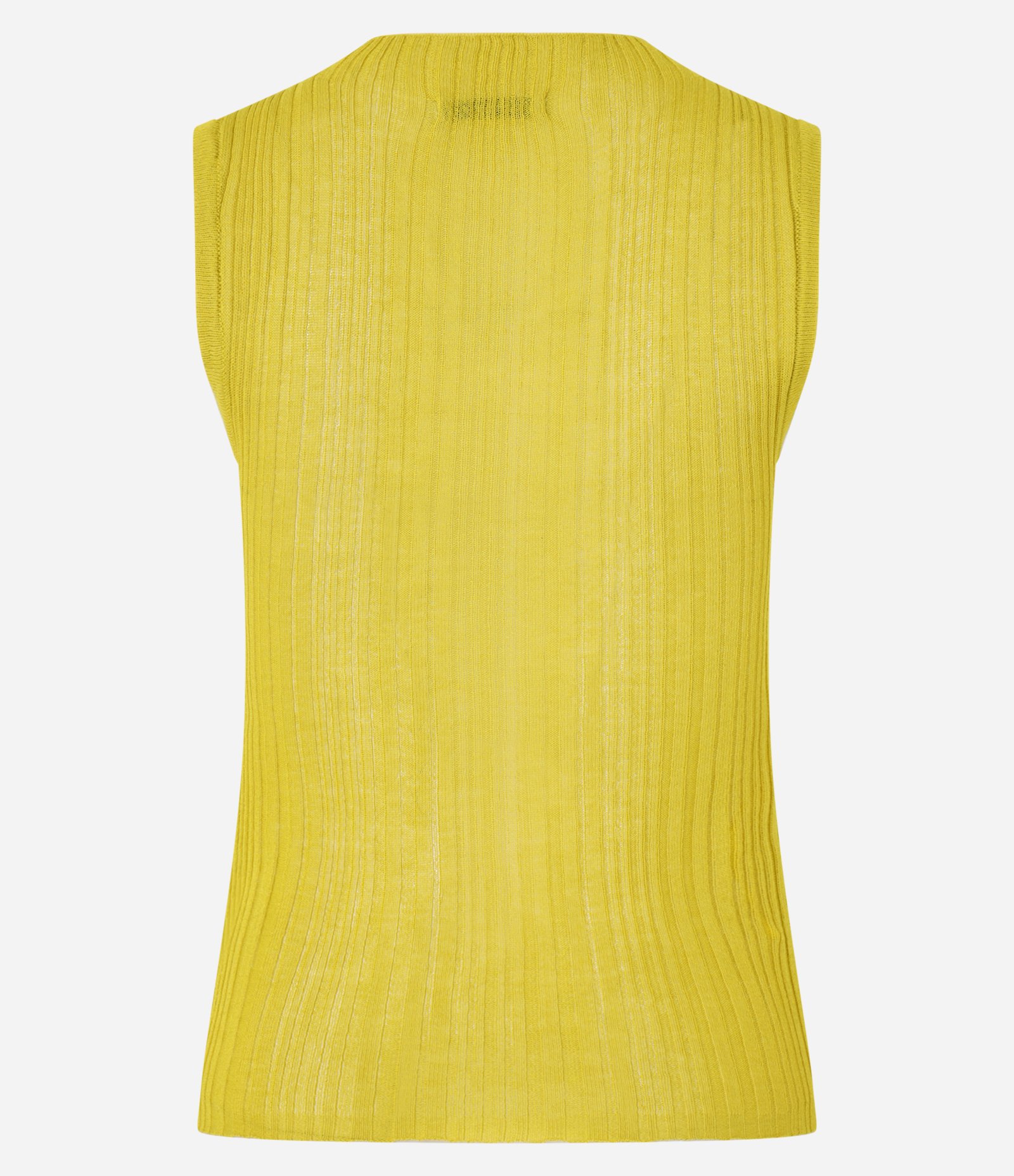 Blusa Canelada em Tricô com Gola Redonda Ajustada Amarelo 7
