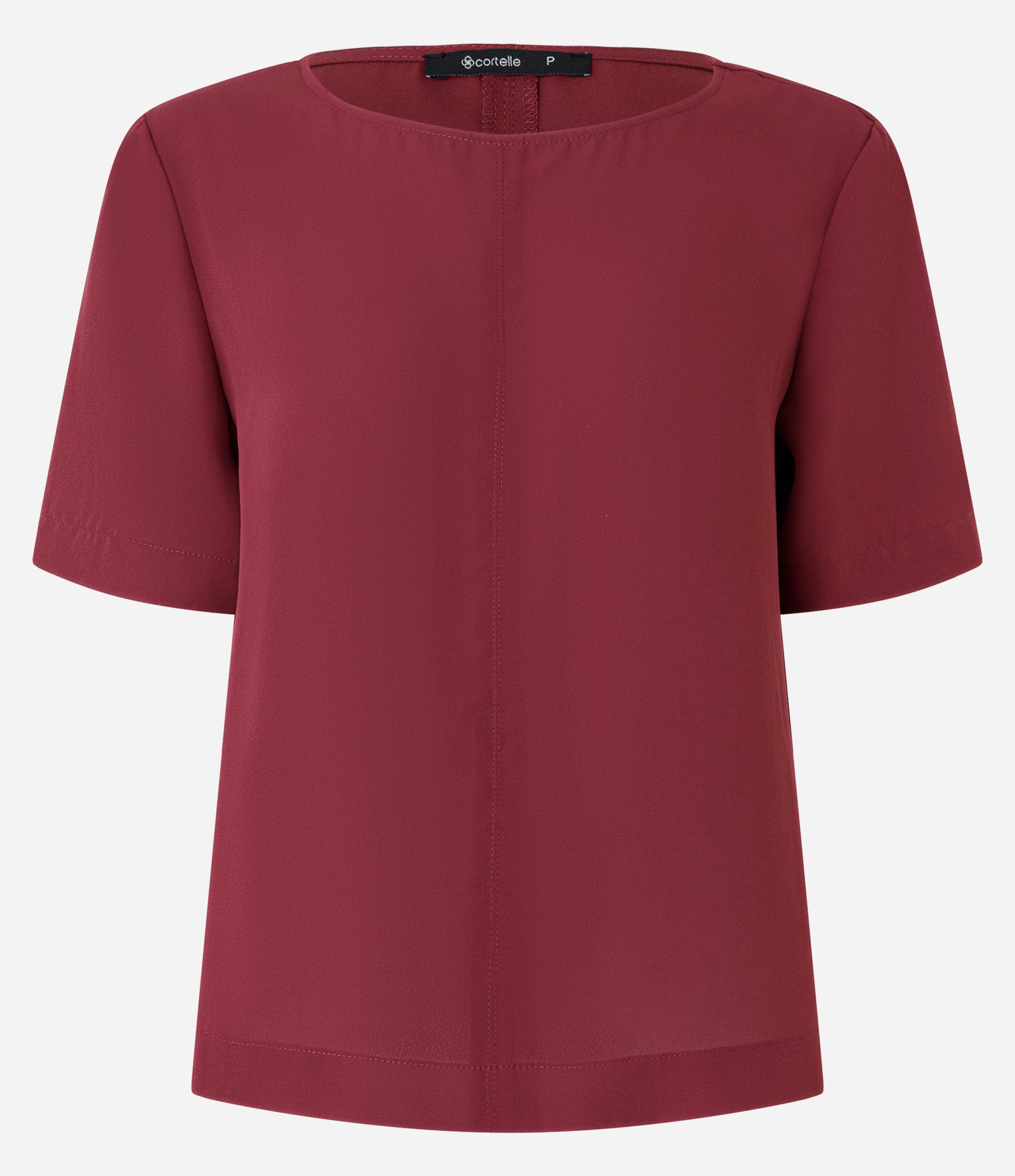 Blusa Básica em Crepe com Costura Frontal Vermelho 5