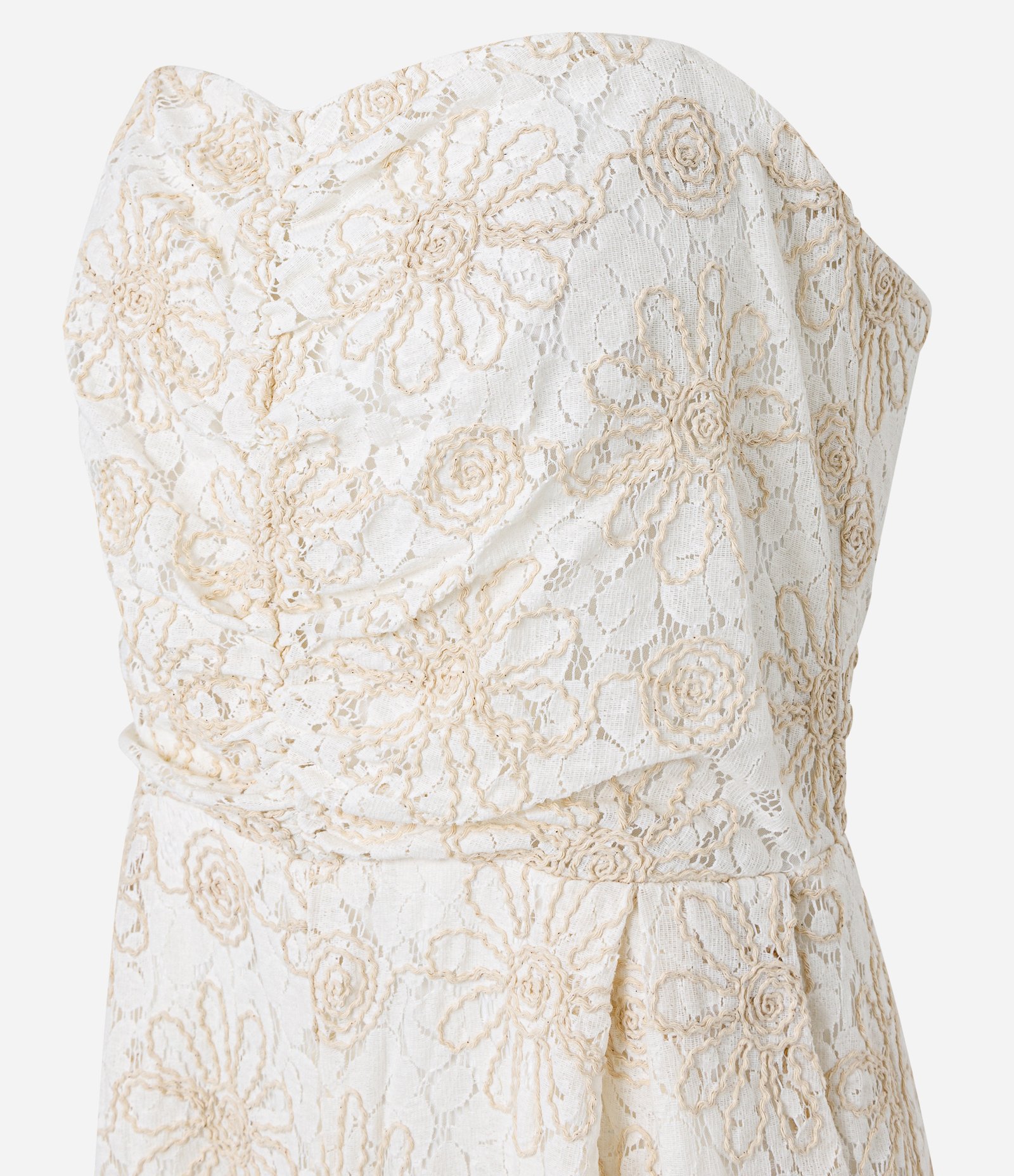 Macacão Tomara que Caia Texturizado com Renda Off White 6