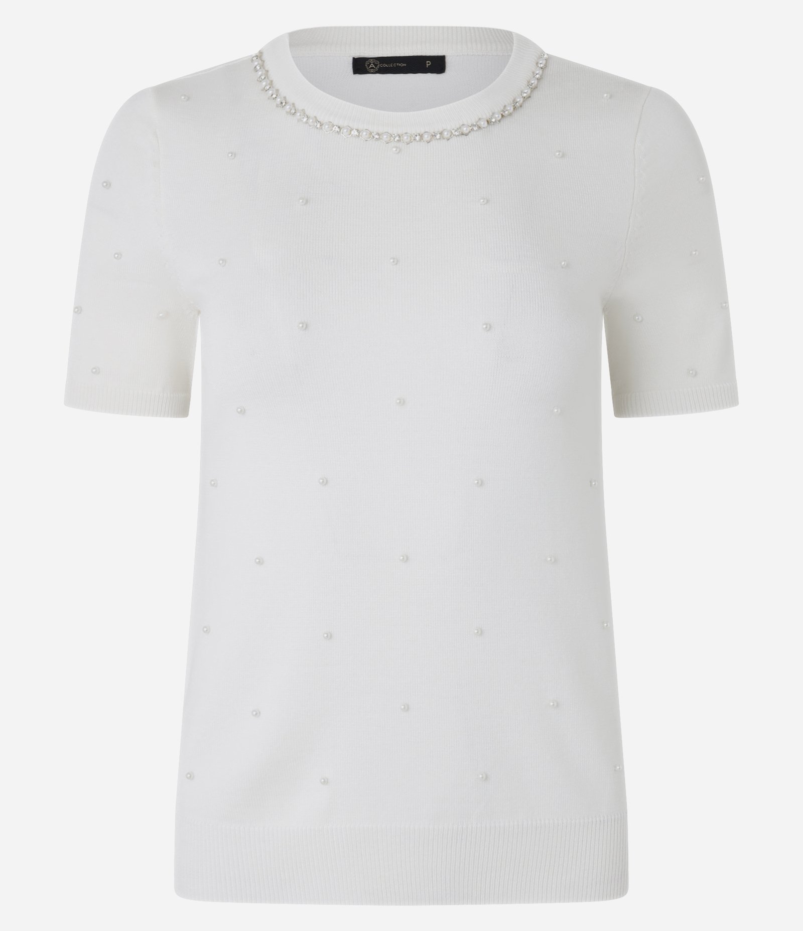 Blusa em Tricô com Aplicação de Pérolas e Strass Branco 5