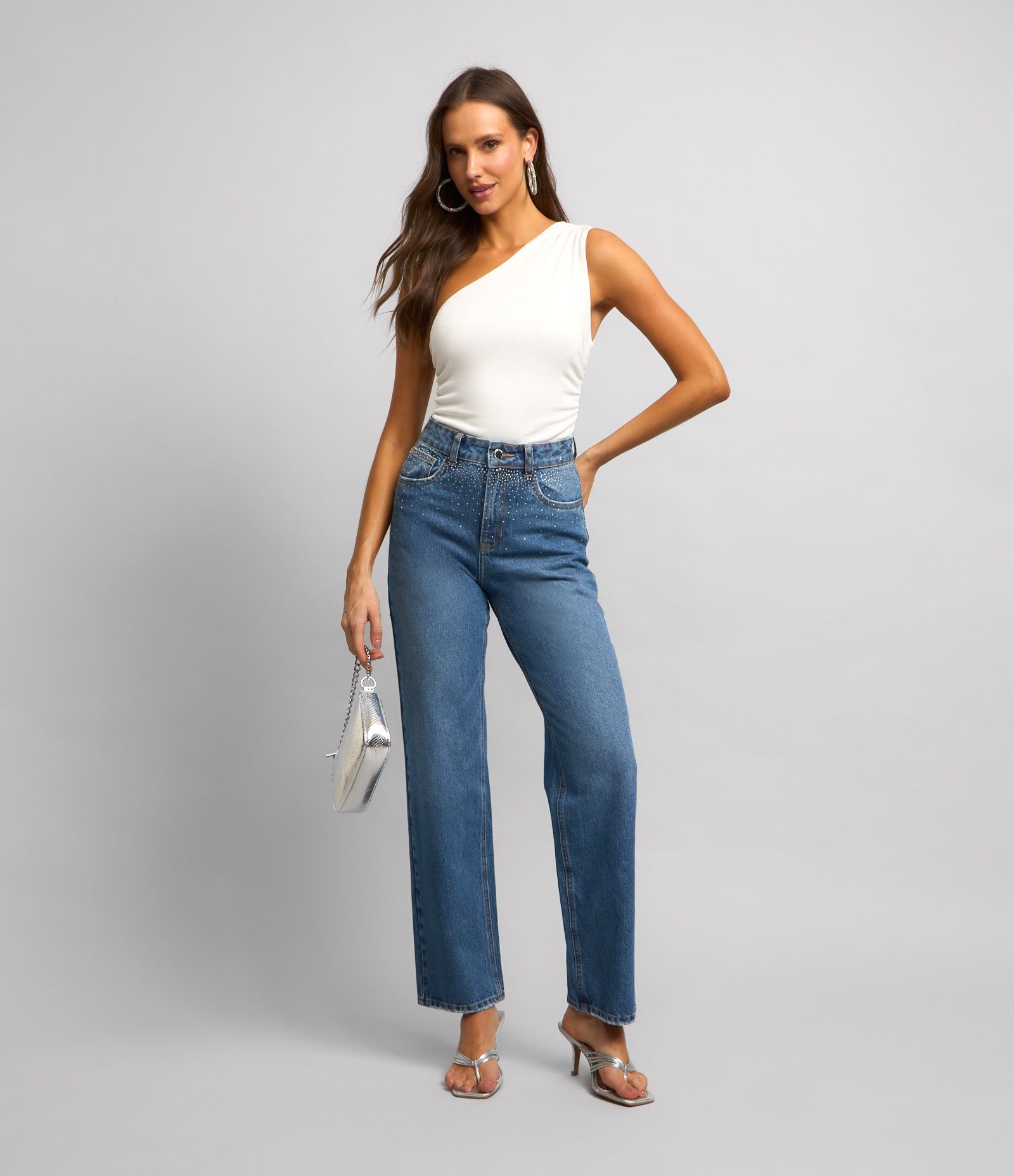 Body com Um Ombro Só e Franzidos Laterais 2