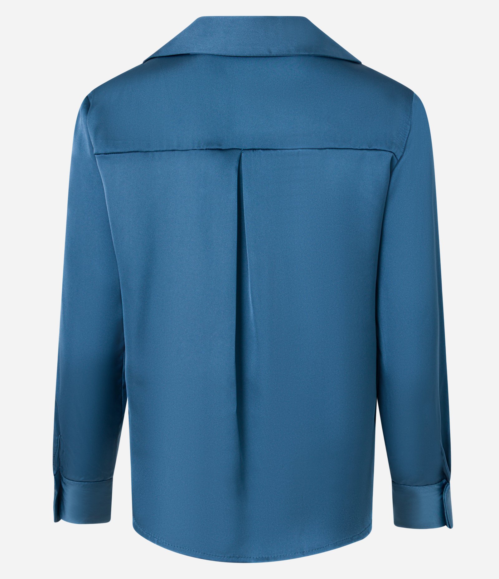 Camisa Acetinada com Caimento Leve e Manga Longa Azul 6