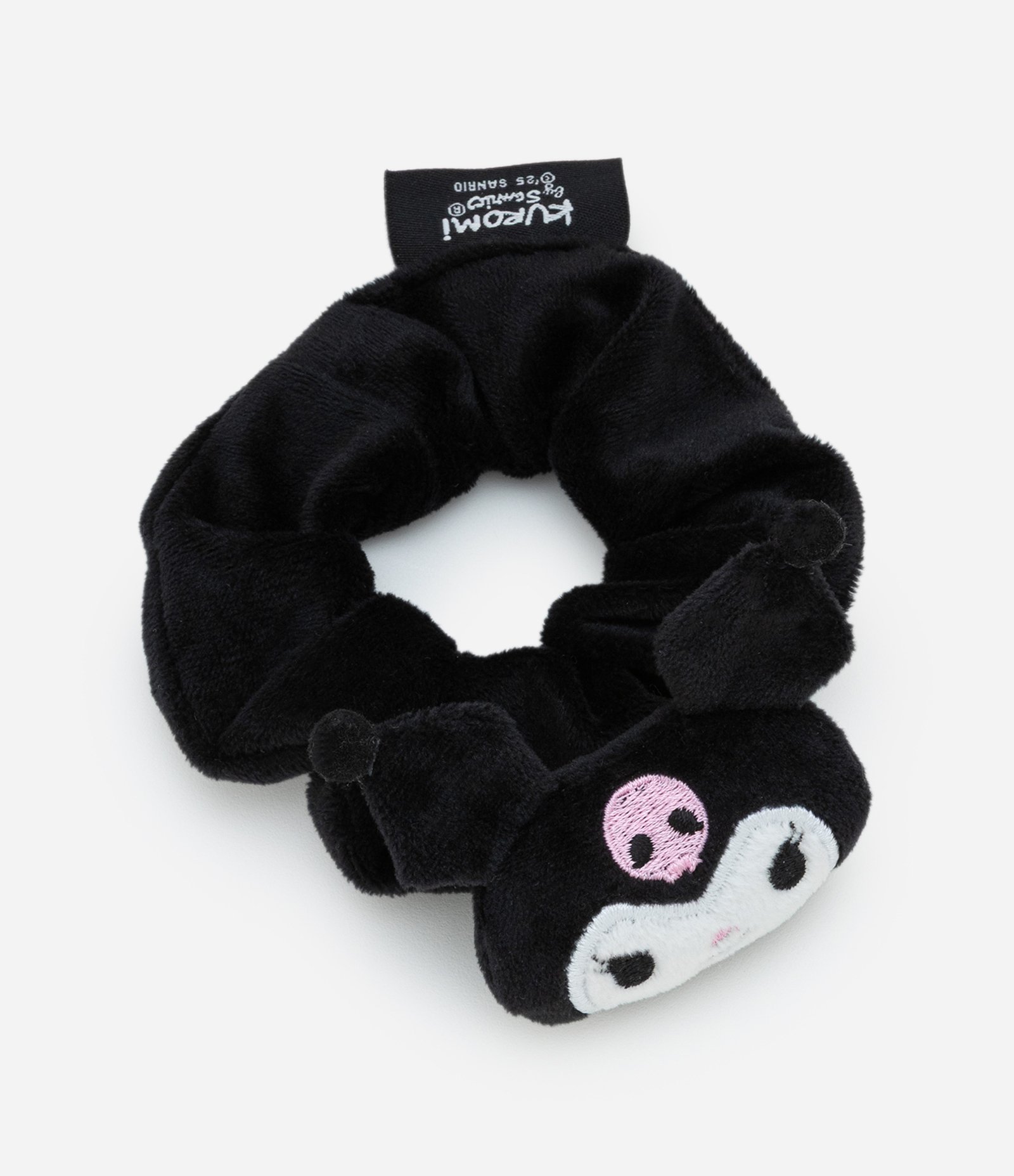 Scrunchie Infantil em Veludo com Bordado Kuromi 3D Preto 1