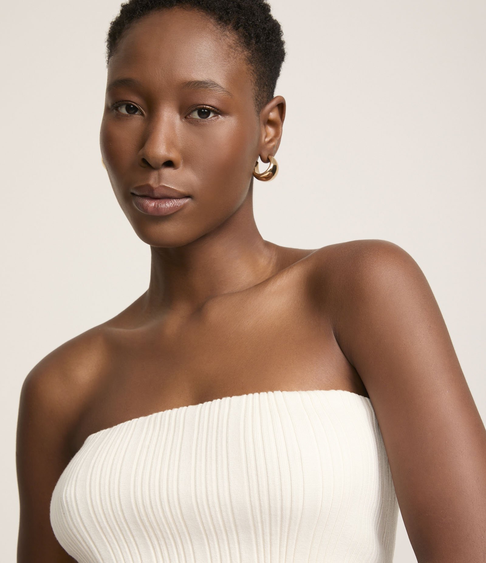 Blusa Tomara Que Caia em Tricô com Busto Dobrado Off White 4