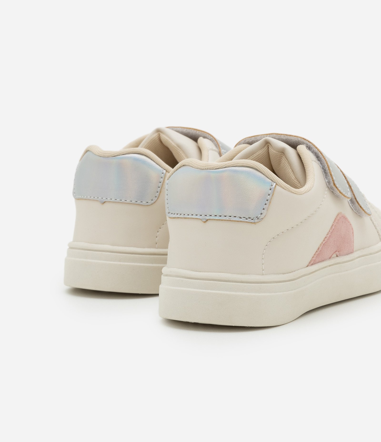 Tênis Infantil com Recorte Contrastante e Dois Velcros - Tam 22 ao 29 Off White 2