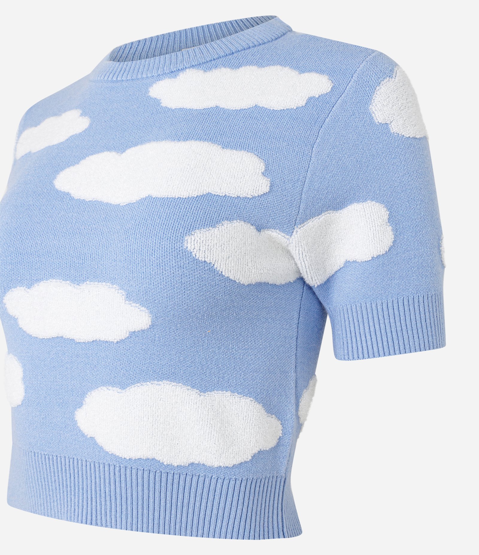 Blusa em Tricô com Nuvens Atoalhadas Azul 5