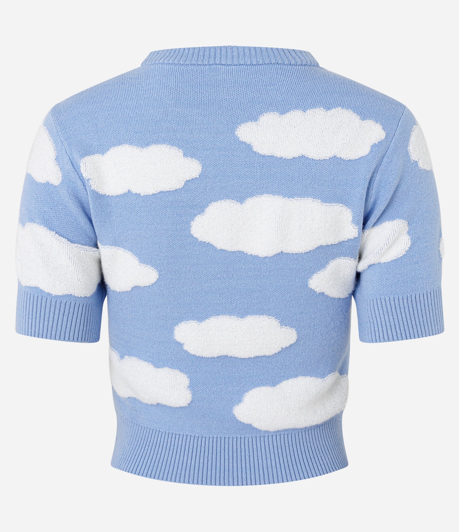 Blusa em Tricô com Nuvens Atoalhadas Azul 6