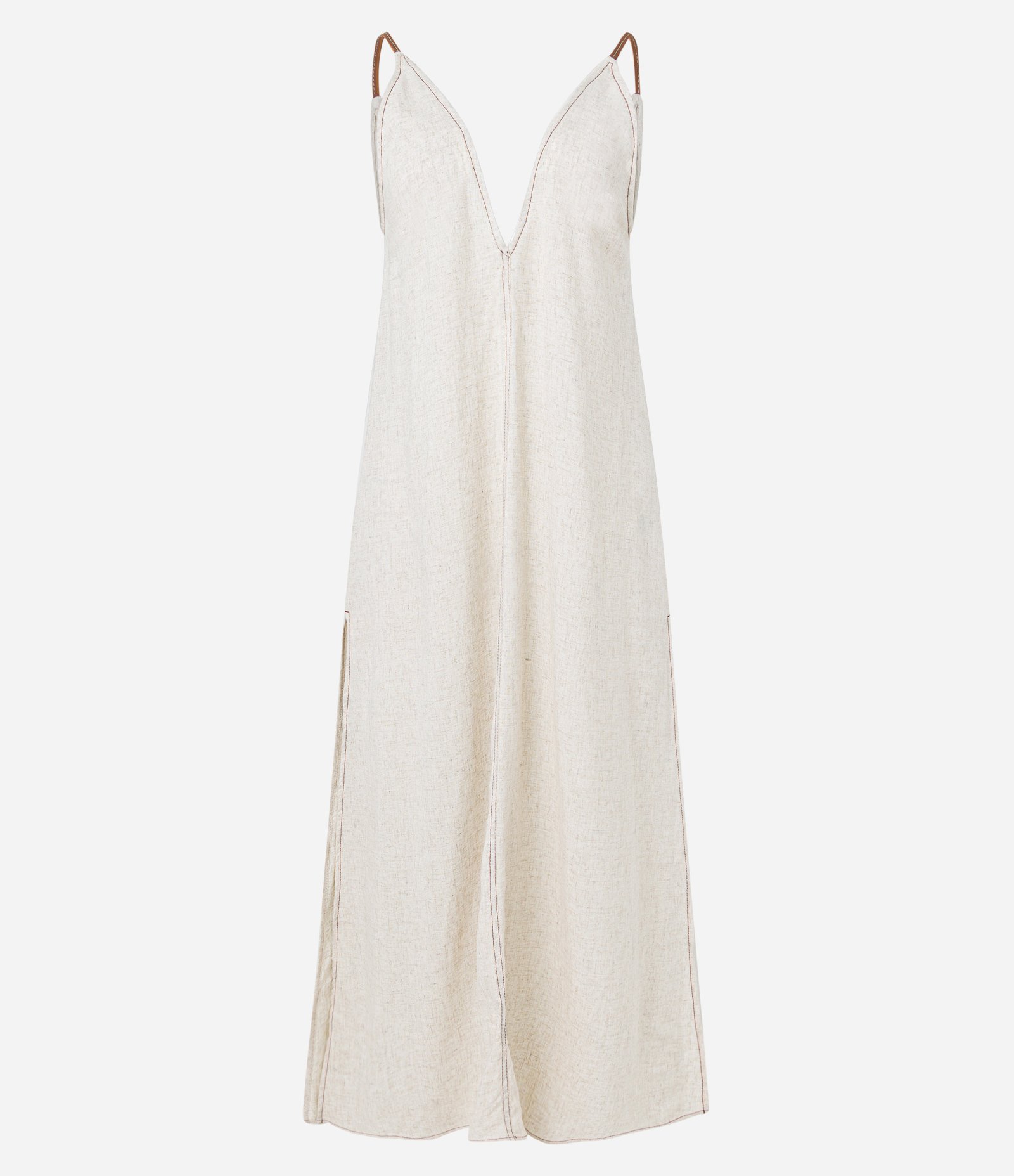 Saída de Praia Vestido em Viscose com Decotes Profundos Off White 4